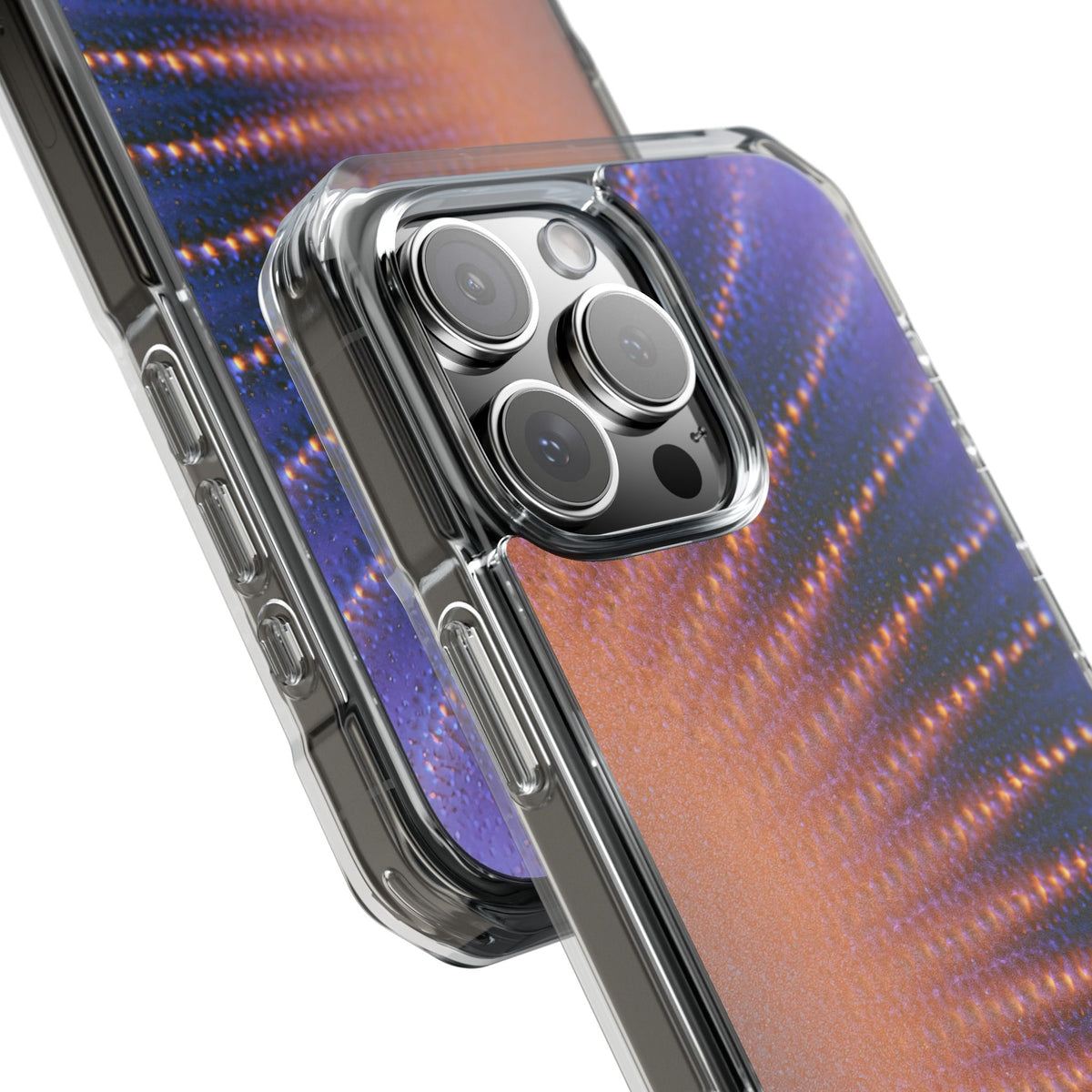 Luminous Aura Burst · Clear Impact Magnetic Phone Case for iPhone · Blue