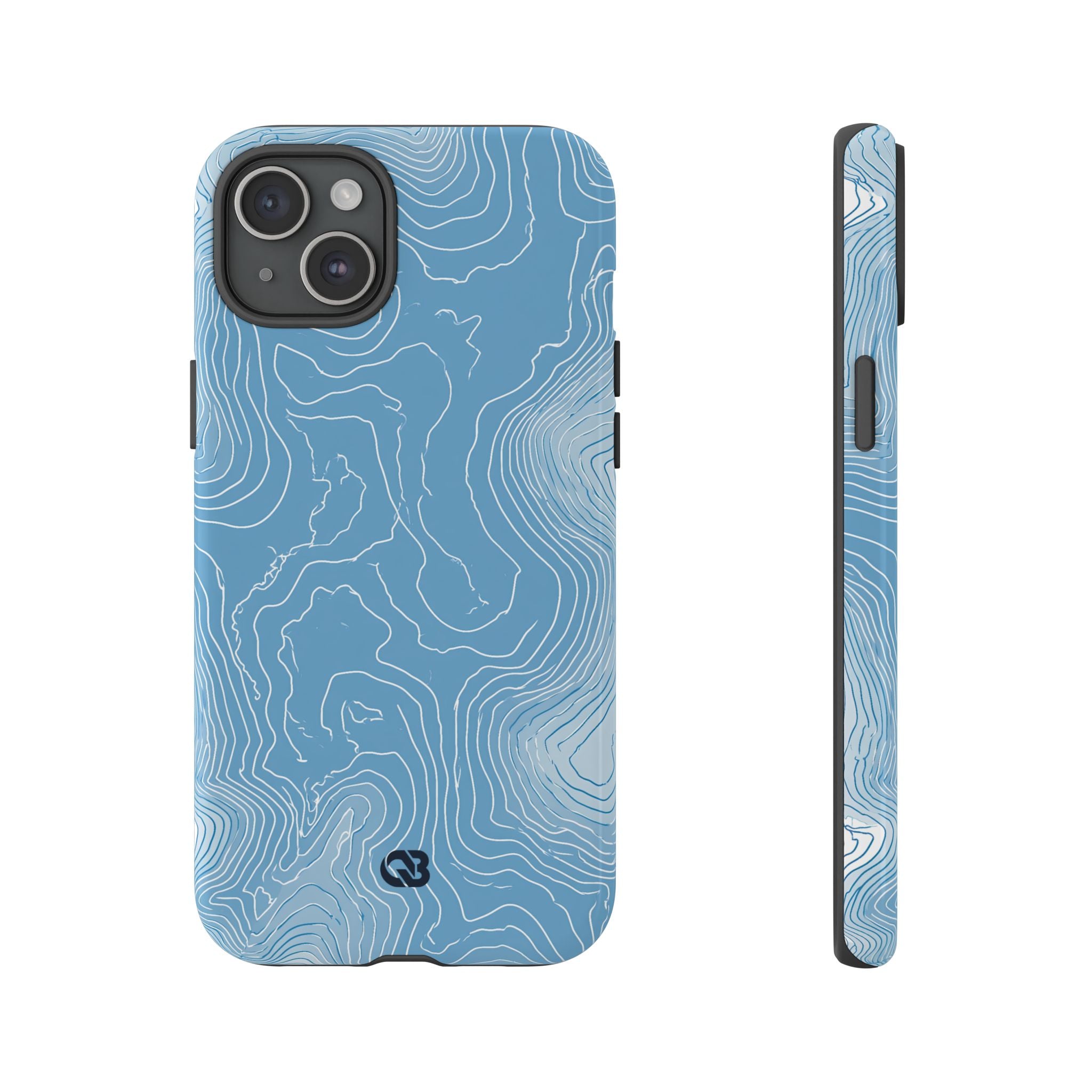 Blue Tough Phone Case for iPhone - Glacial Ridge Topo
