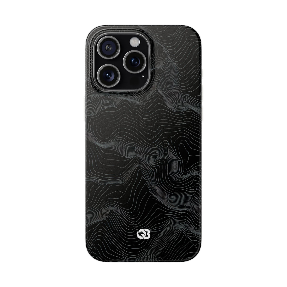 Black Lite Phone Case for iPhone - Obsidian Topo Wireframe