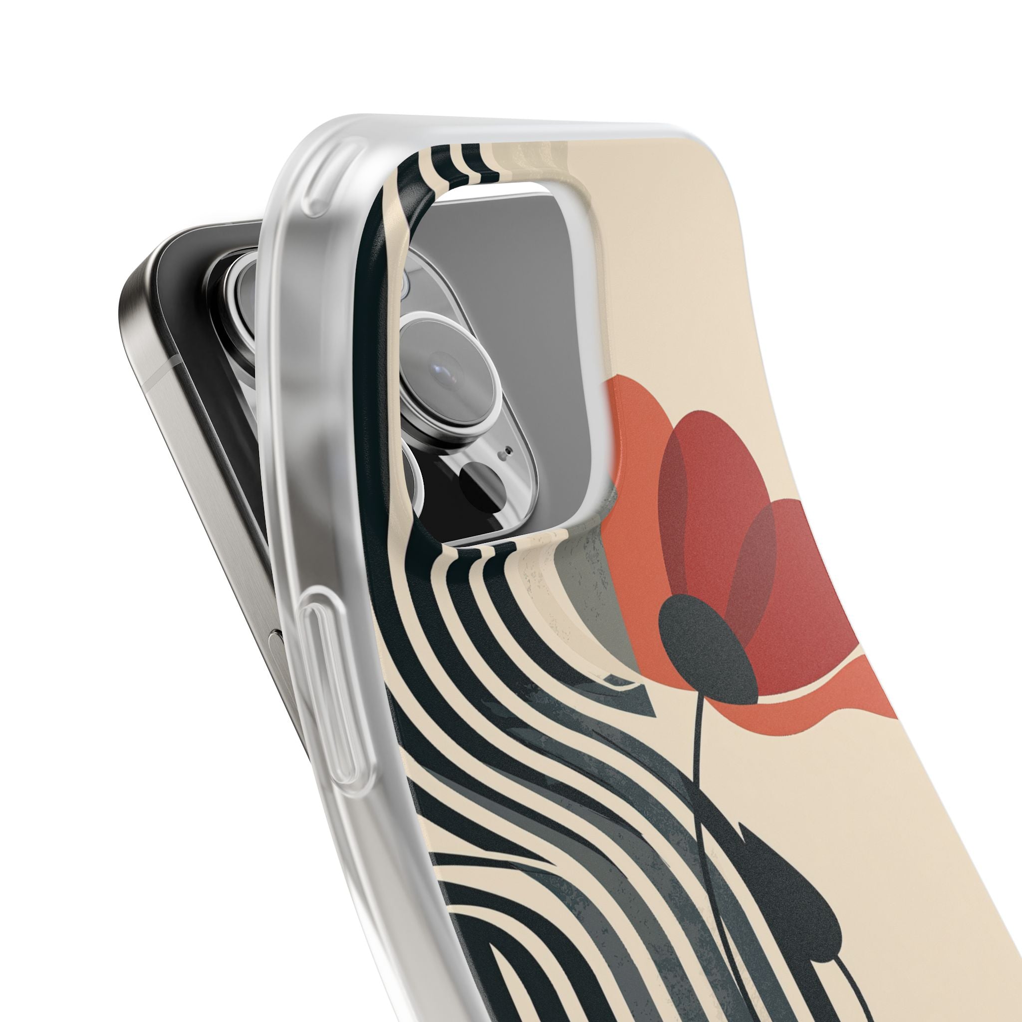Beige Lite Phone Case for iPhone - Crimson Line Bloom