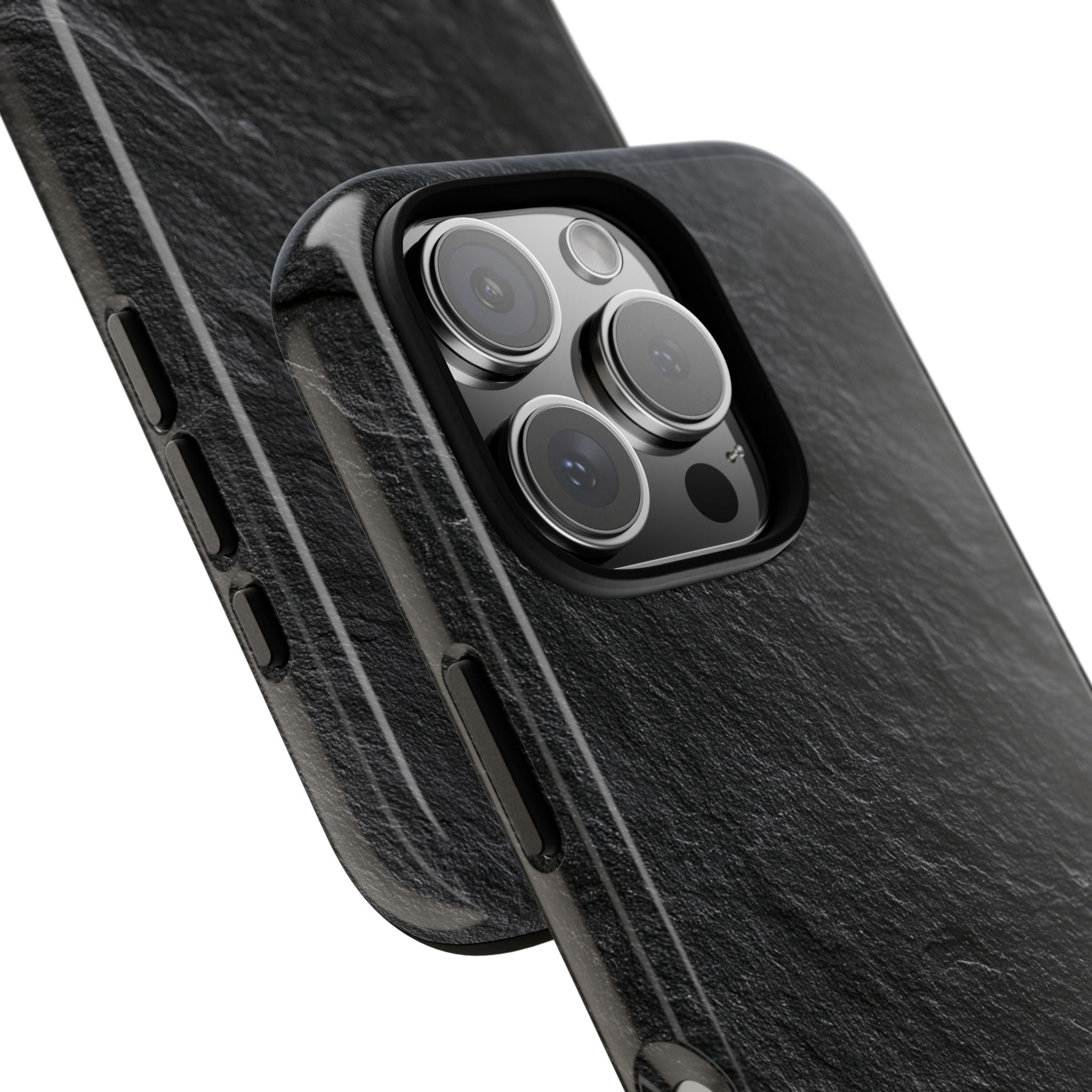 Black Tough Phone Case for iPhone - Raw Obsidian Slate