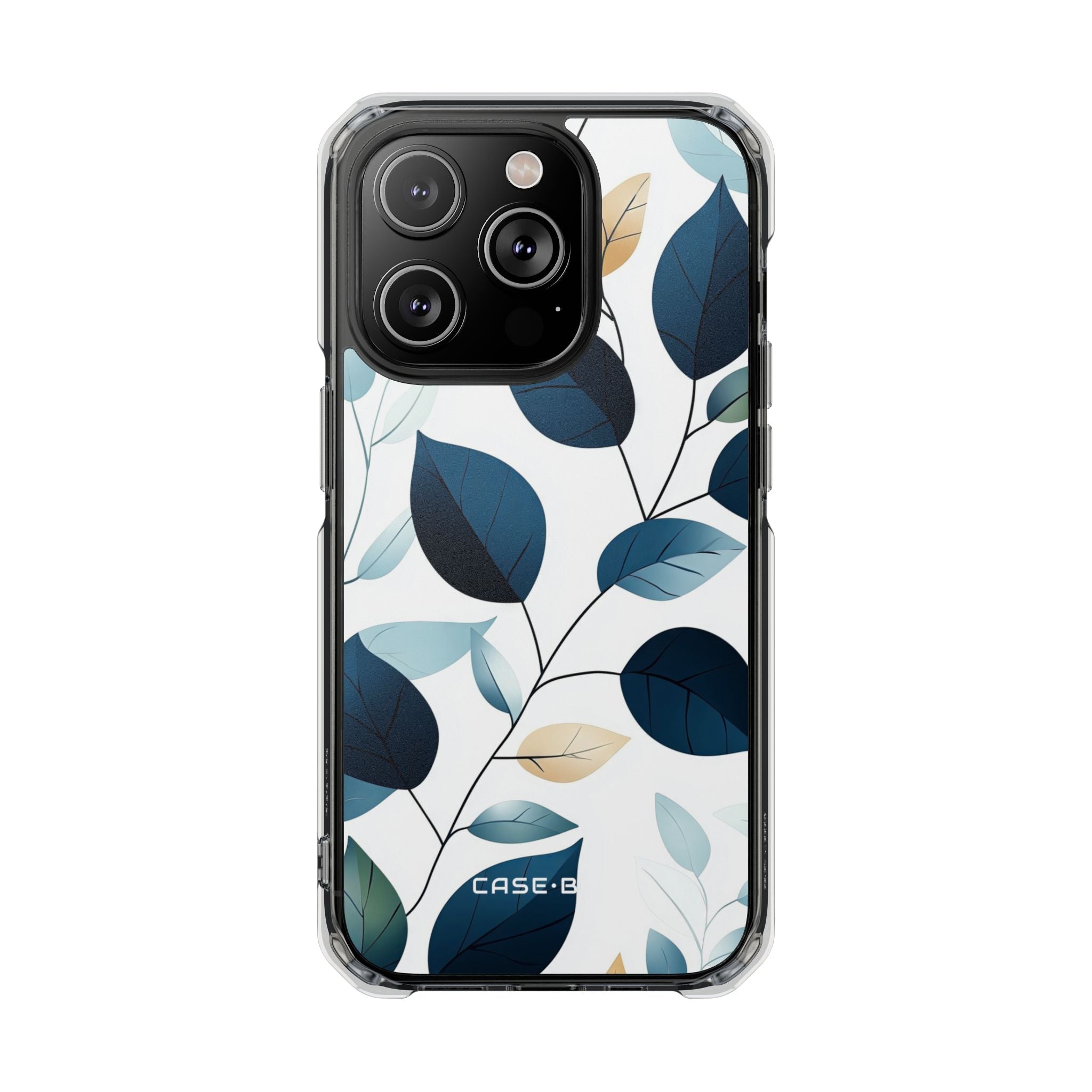 Navy Blattadern iPhone 14 Pro Case - Impact