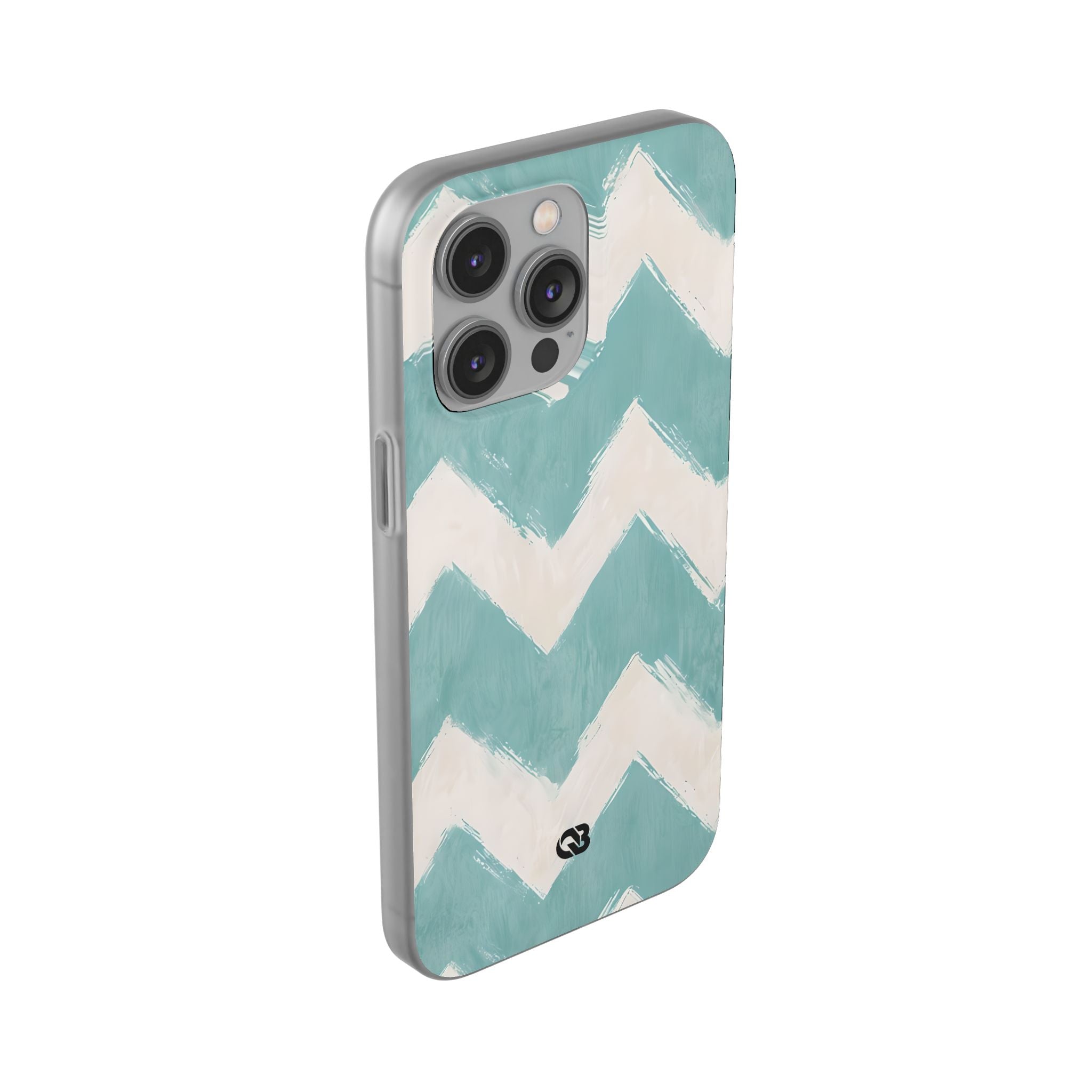 Teal Painted Chevron · Soft Phone Case for iPhone