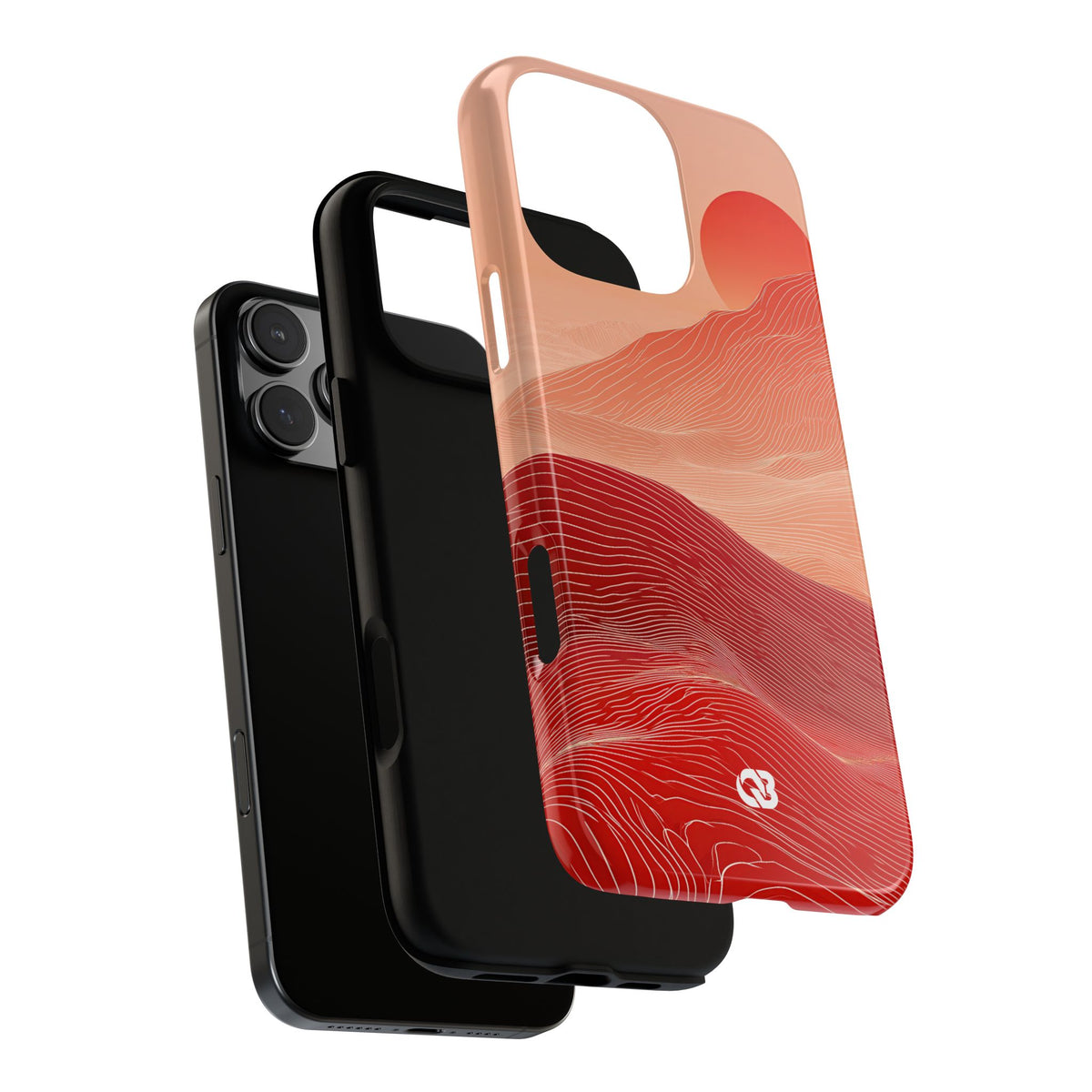 Red Tough Phone Case for iPhone - Crimson Ridge Lines