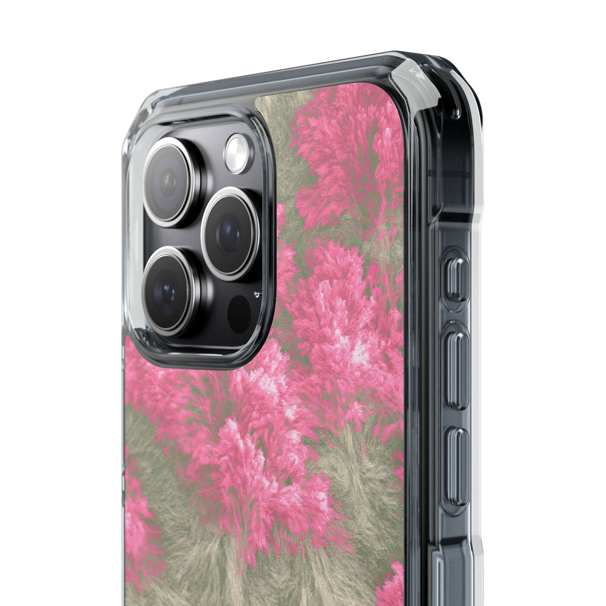 Digital Blossom · Clear Impact Magnetic Phone Case for iPhone · Pink