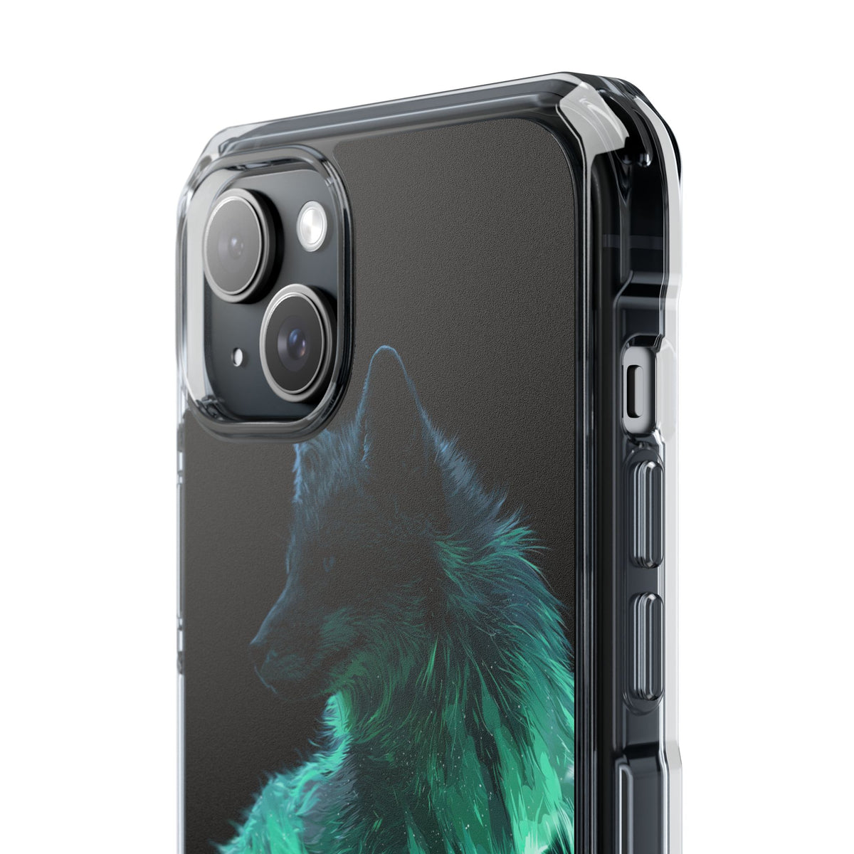 Nordic Aurora Fox · Clear Impact Magnetic Phone Case for iPhone · Teal