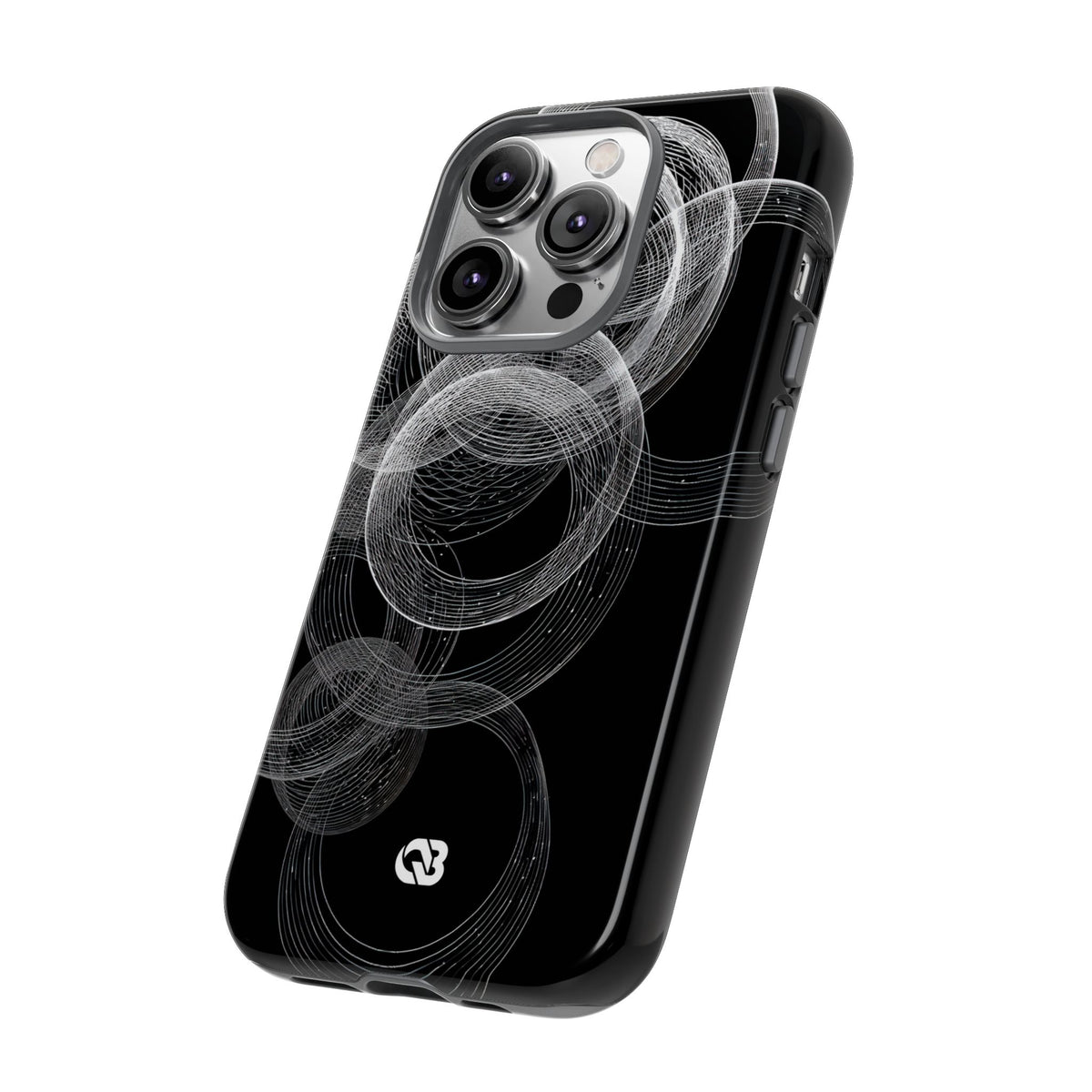 Black Tough Phone Case for iPhone - Kinetic Wireframe Orbit