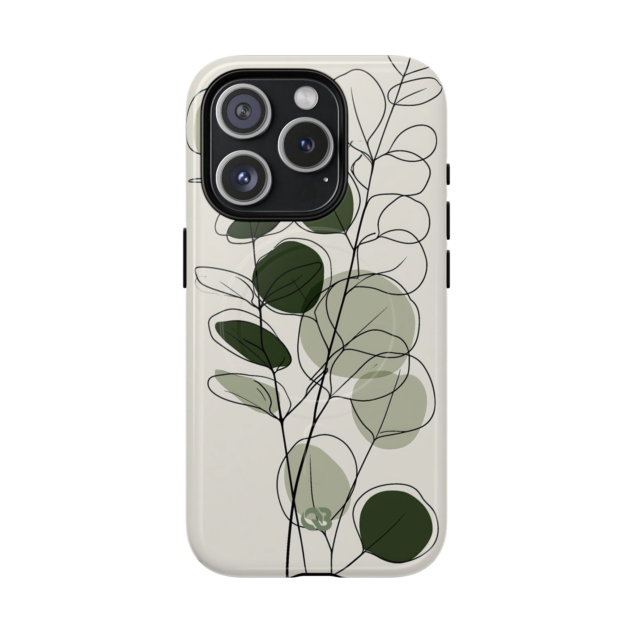 Green Tough 2.0 Magsafe Phone Case for iPhone - Muted Eucalyptus Sketch