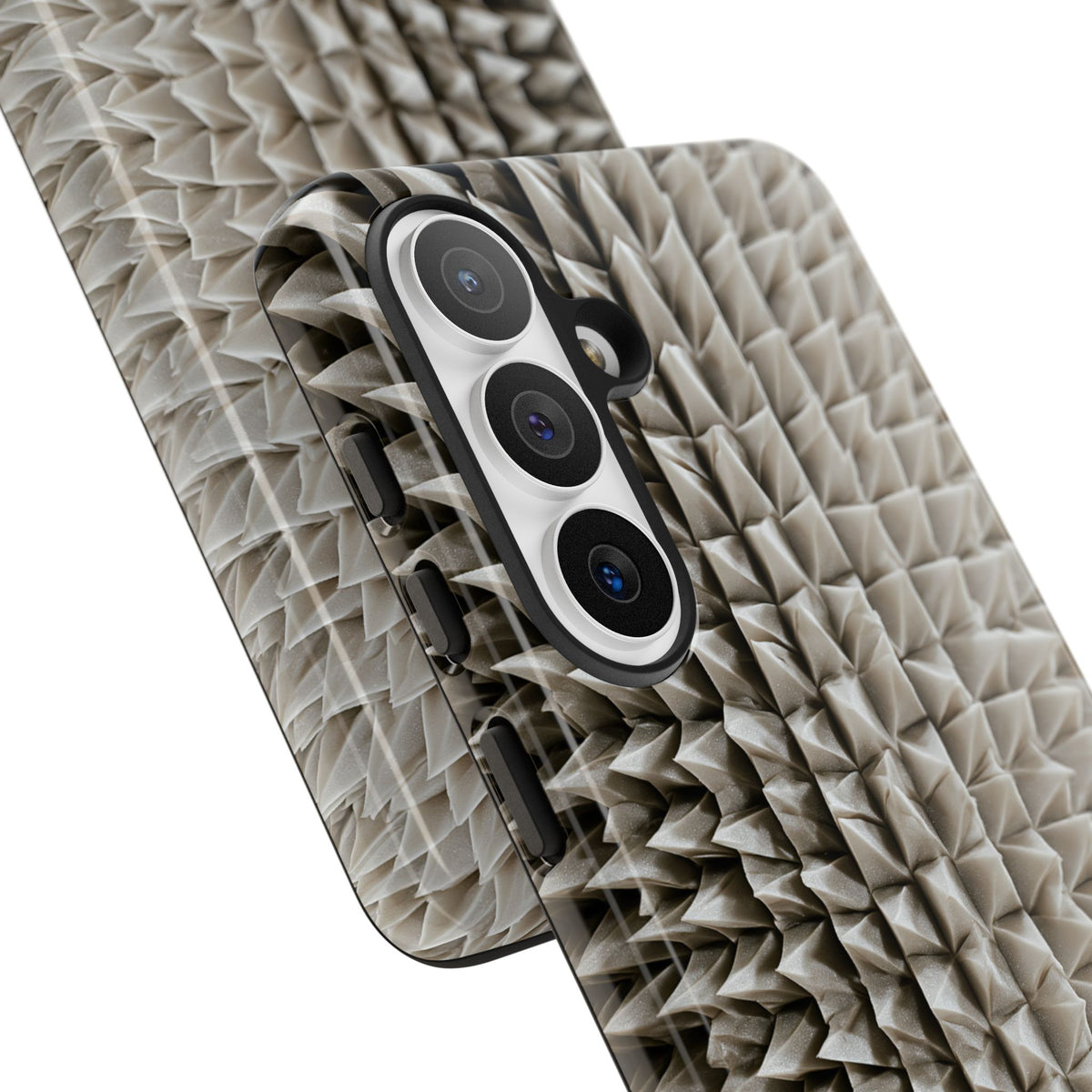 Beige Tough Phone Case for Samsung - Bone Spiked Grid