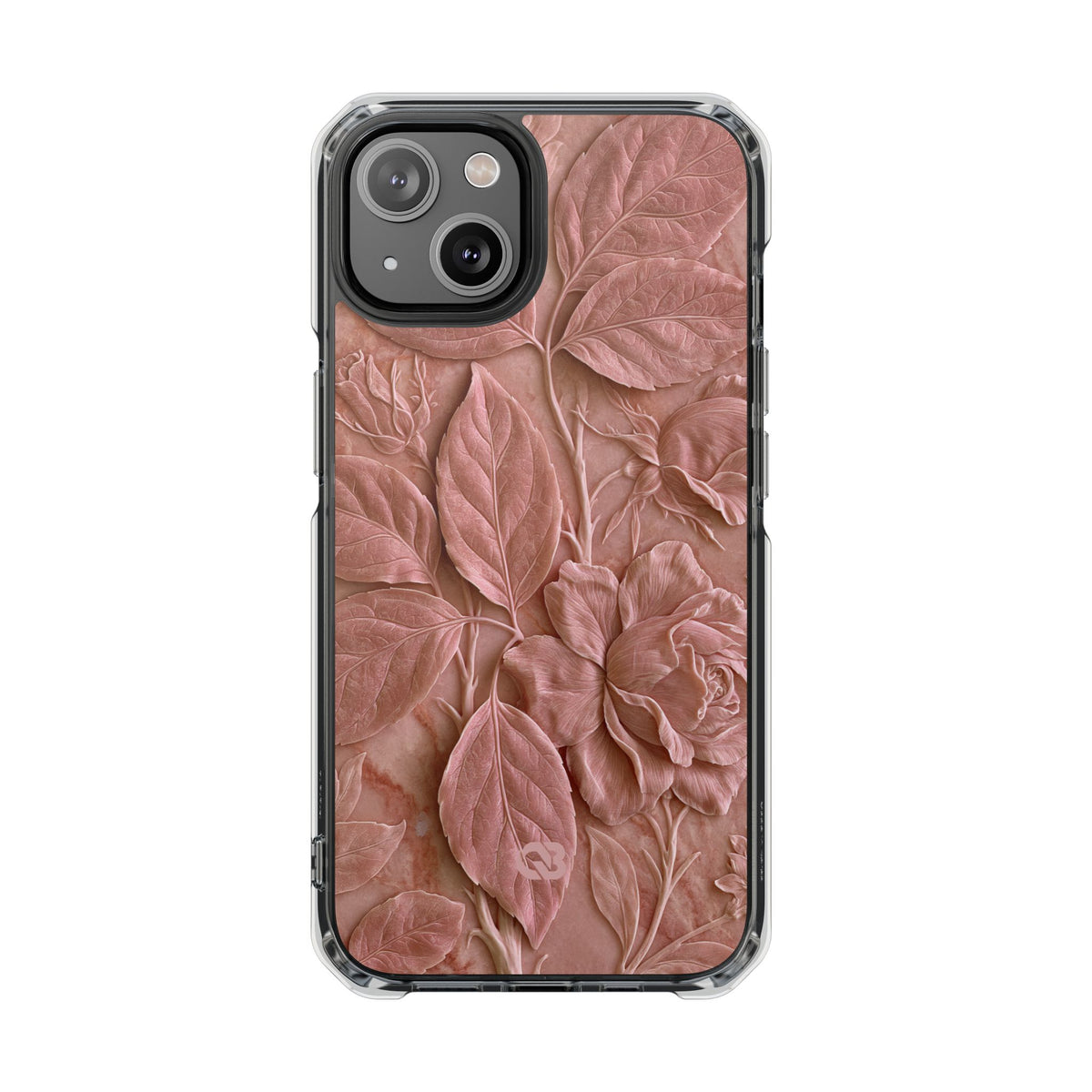 Blush Rose Relief · Clear Impact Magnetic Phone Case for iPhone · Pink