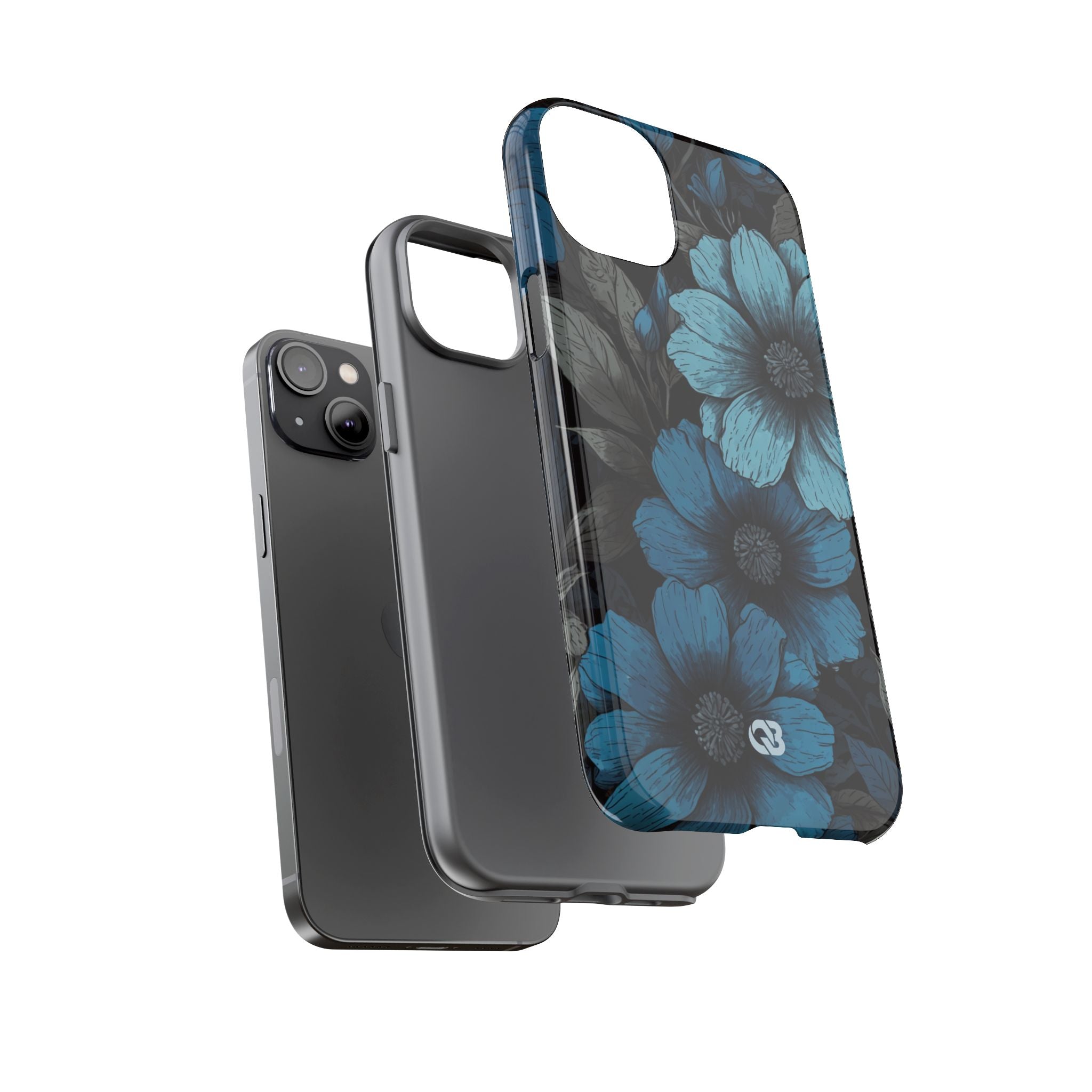Obsidian Blue Petals · Coque de téléphone Tough pour iPhone