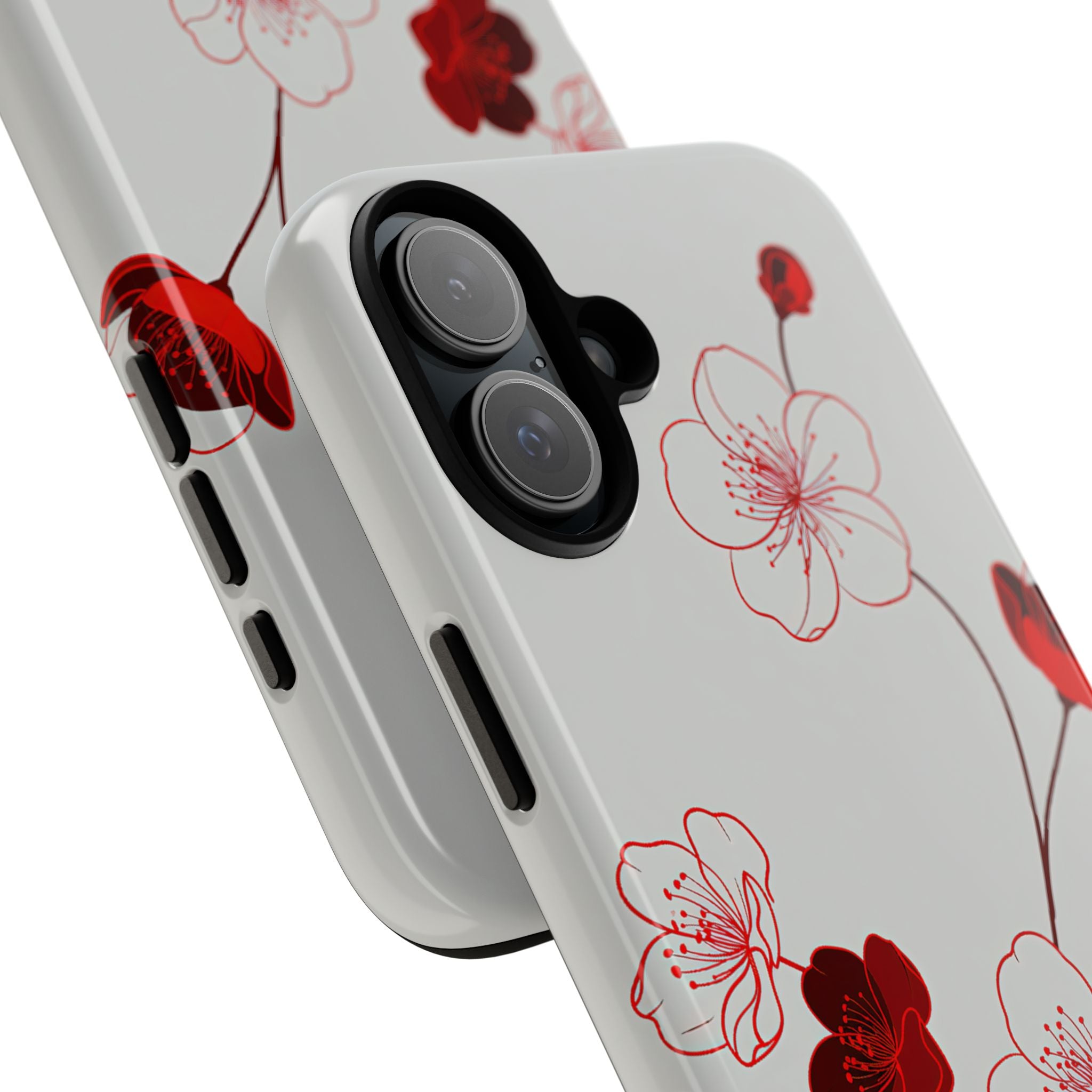 Red Tough Phone Case for iPhone - Kyoto Ember Bloom