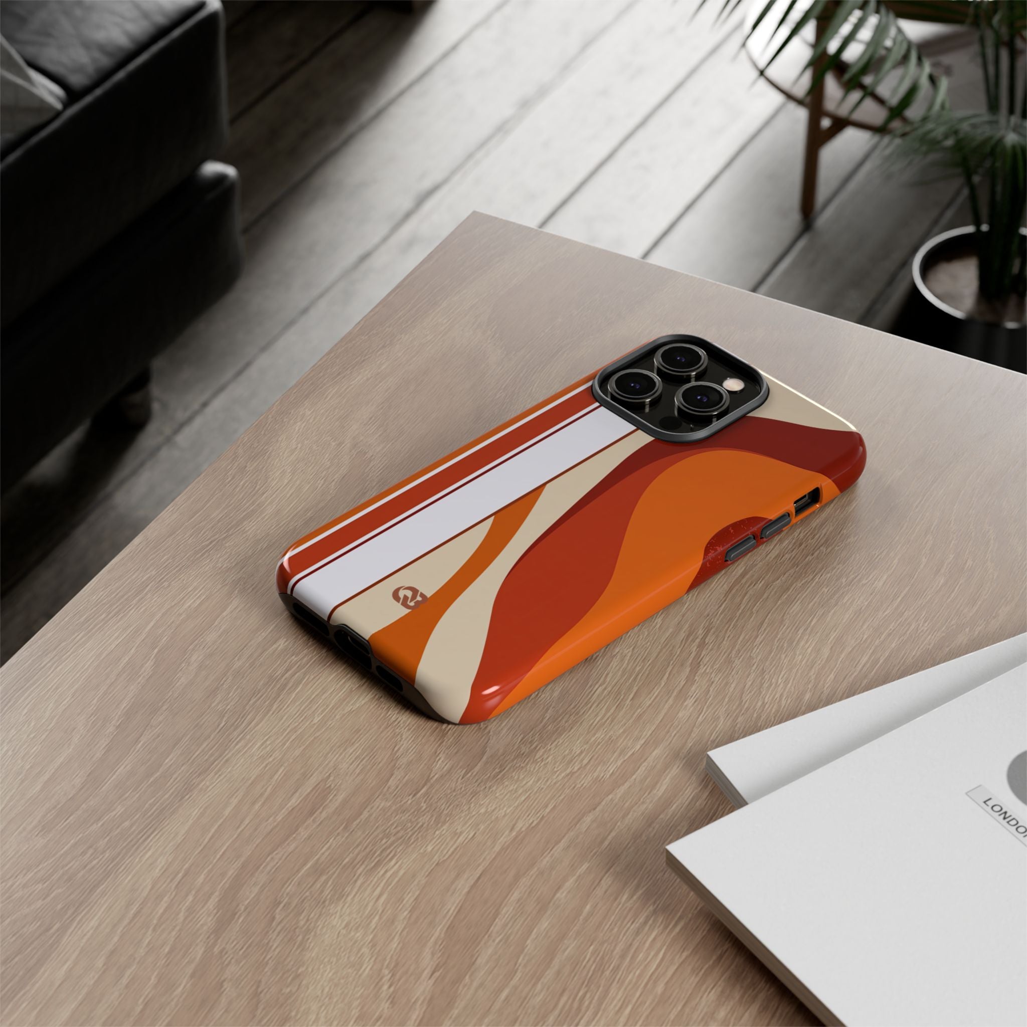 Orange Tough Phone Case for iPhone - Terracotta Metro Line