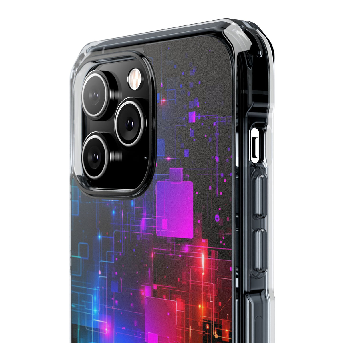 Spectral Circuit Grid · Clear Impact Magnetic Phone Case for iPhone · Black