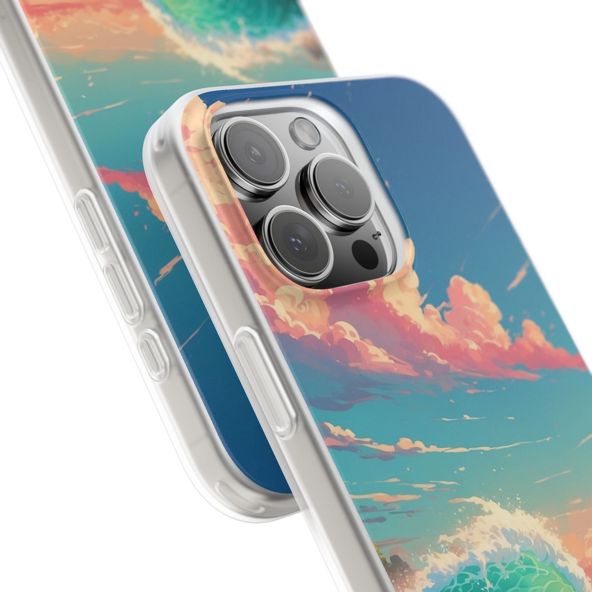 Turkoosi Curl iPhone 16 Pro Max -pehmeä suojakotelo