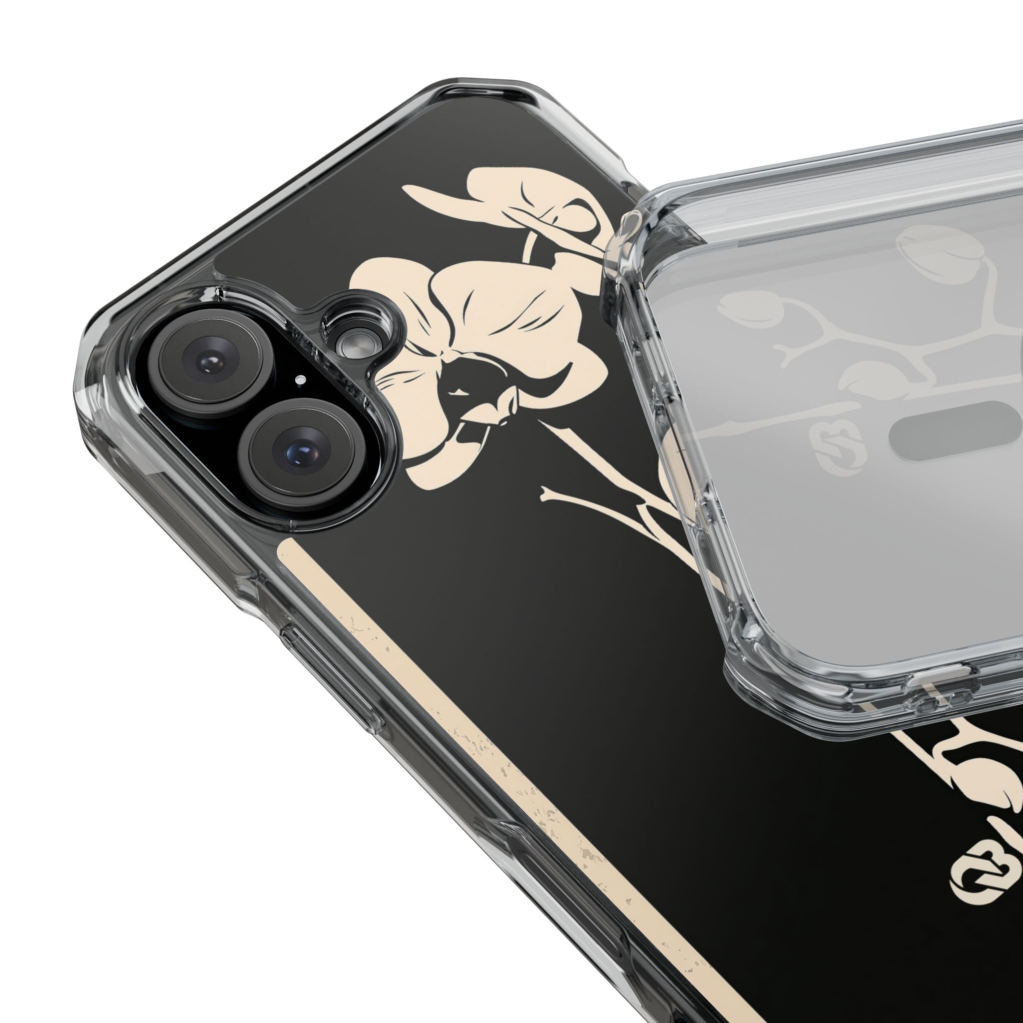 Black Impact MagSafe Phone Case for iPhone - Obsidian Bone Orchid