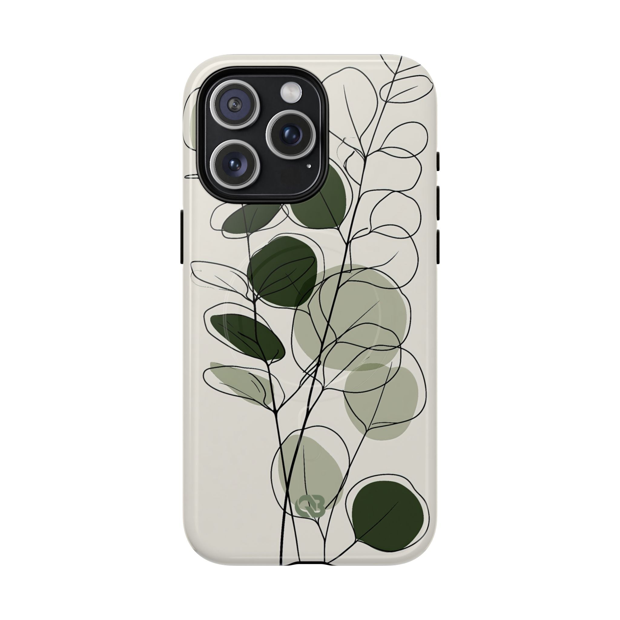 Green Tough 2.0 Magsafe Phone Case for iPhone - Muted Eucalyptus Sketch
