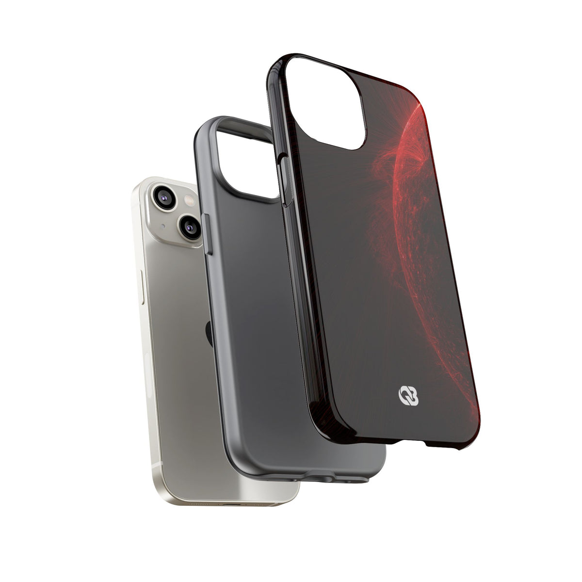Red Tough Phone Case for iPhone - Solar Crimson Flare
