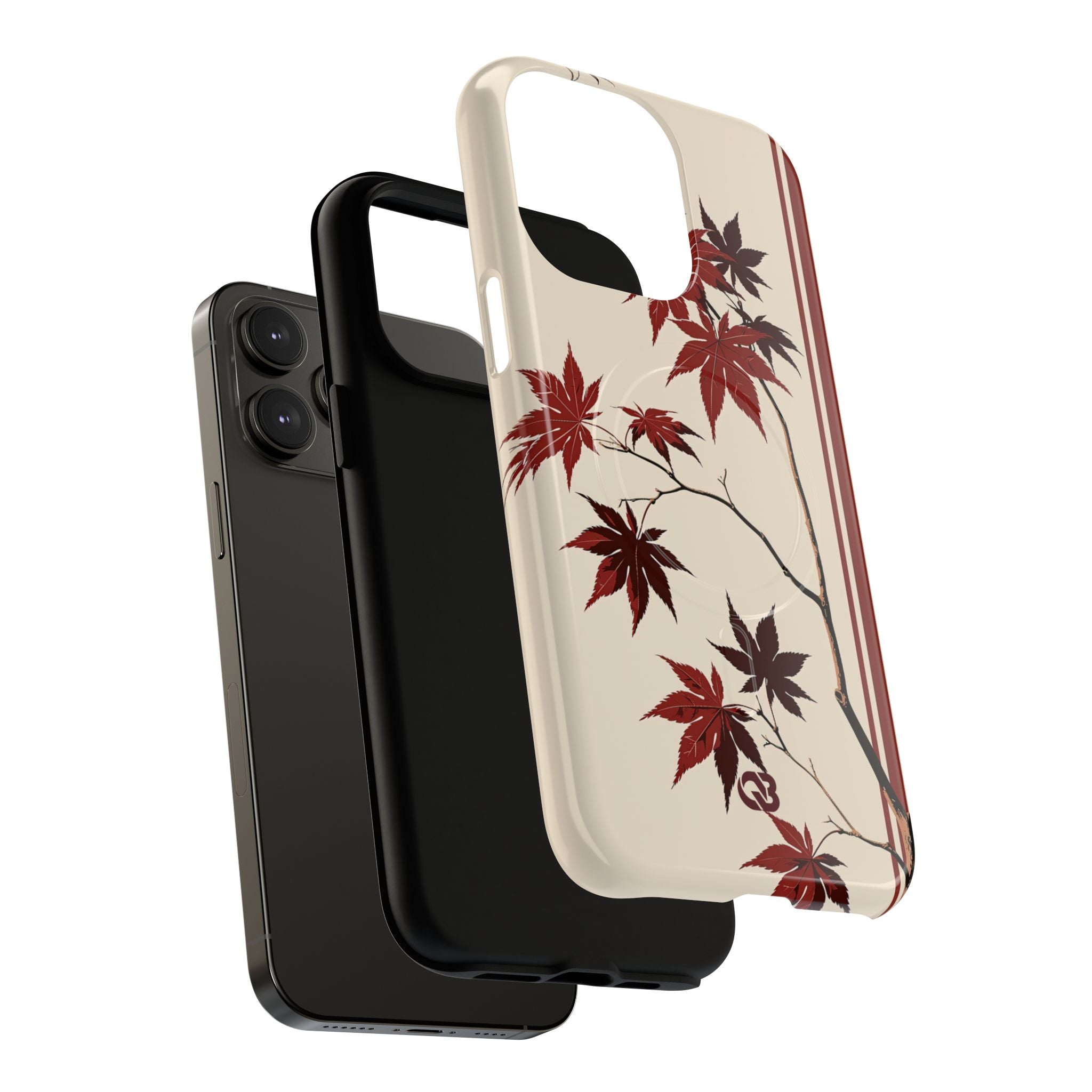 Red Tough 2.0 Magsafe Phone Case for iPhone - Crimson Momiji Stripe