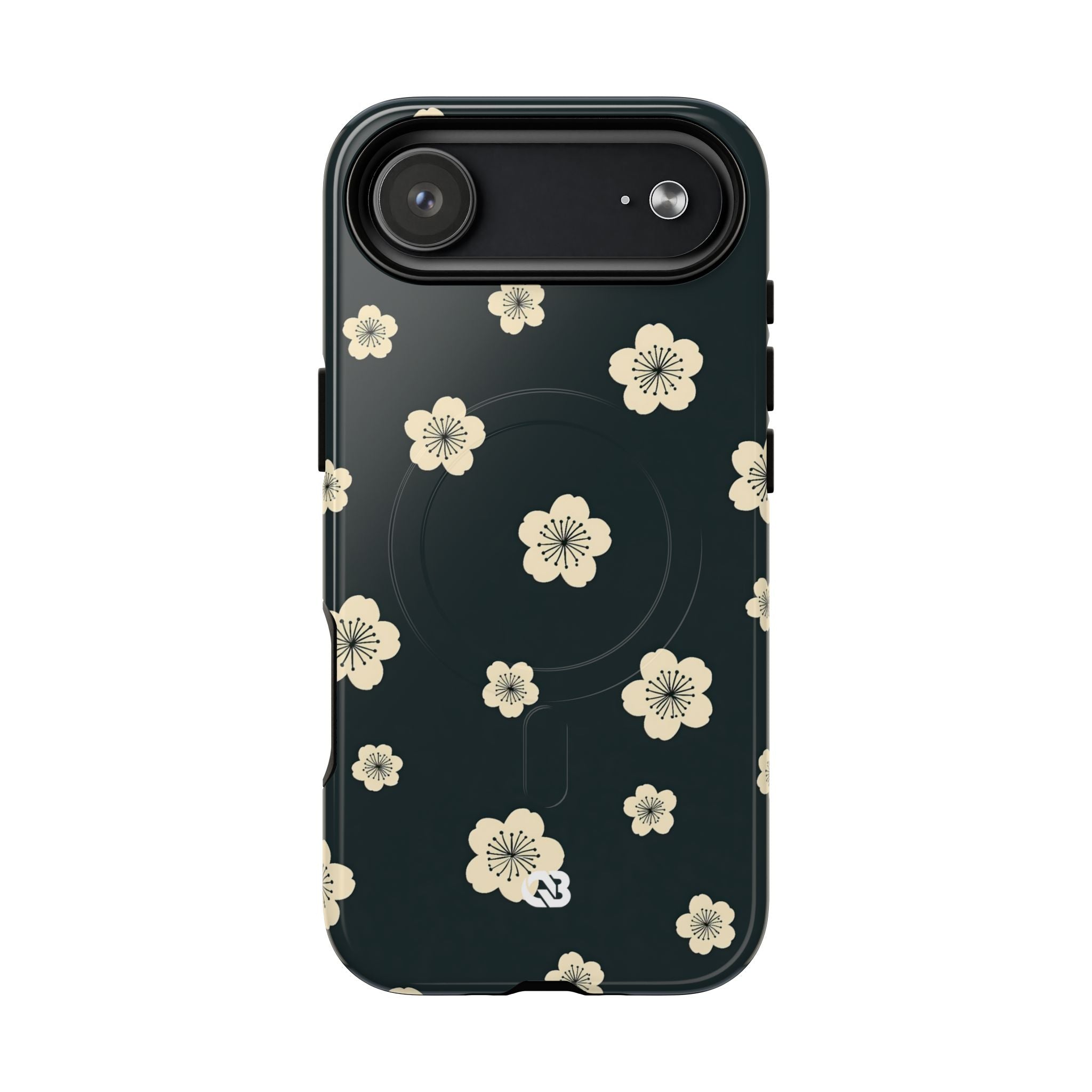 Teal Tough 2.0 Magsafe Phone Case for iPhone - Obsidian Cream Petals