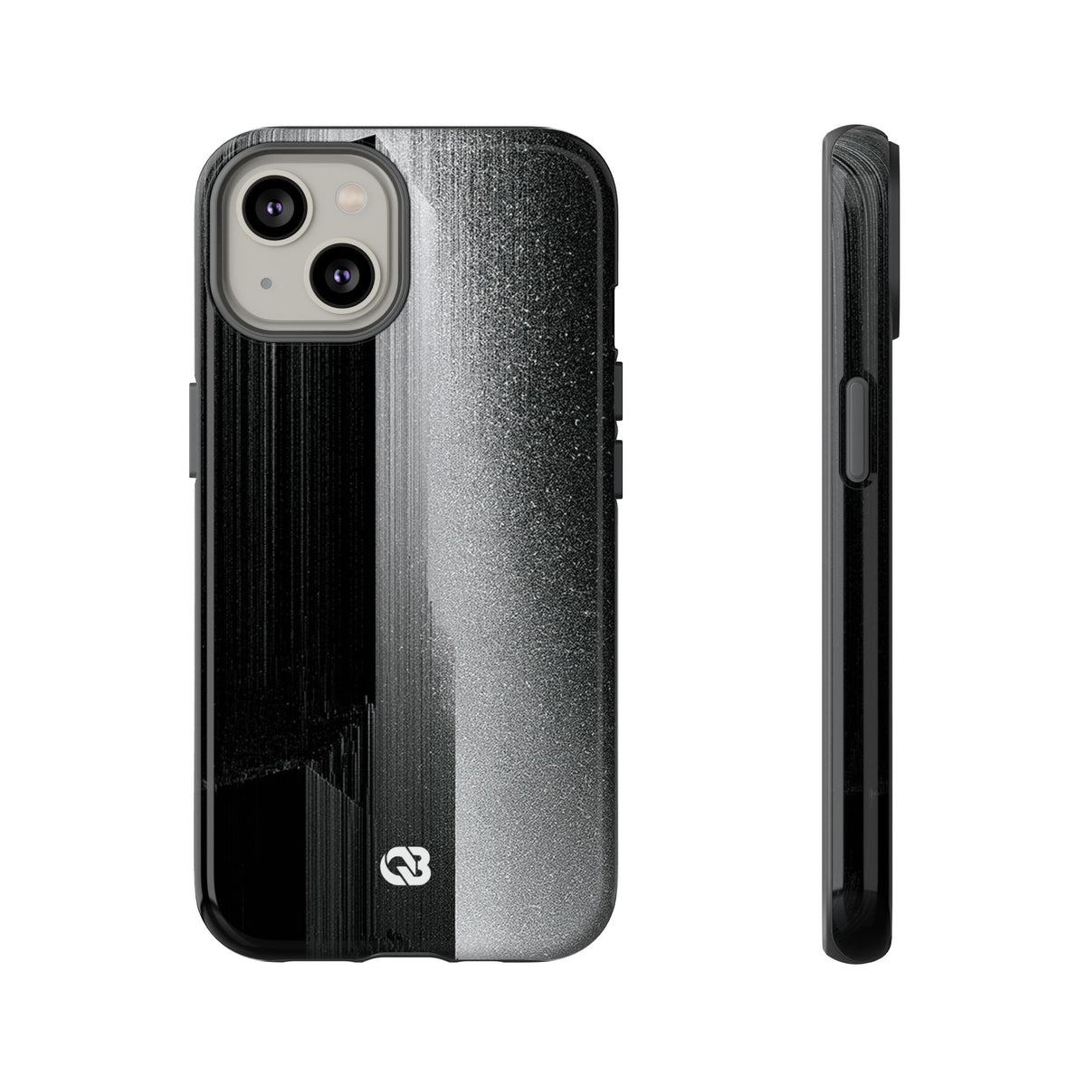 Black Tough Phone Case for iPhone - Brutalist Pixel Monolith