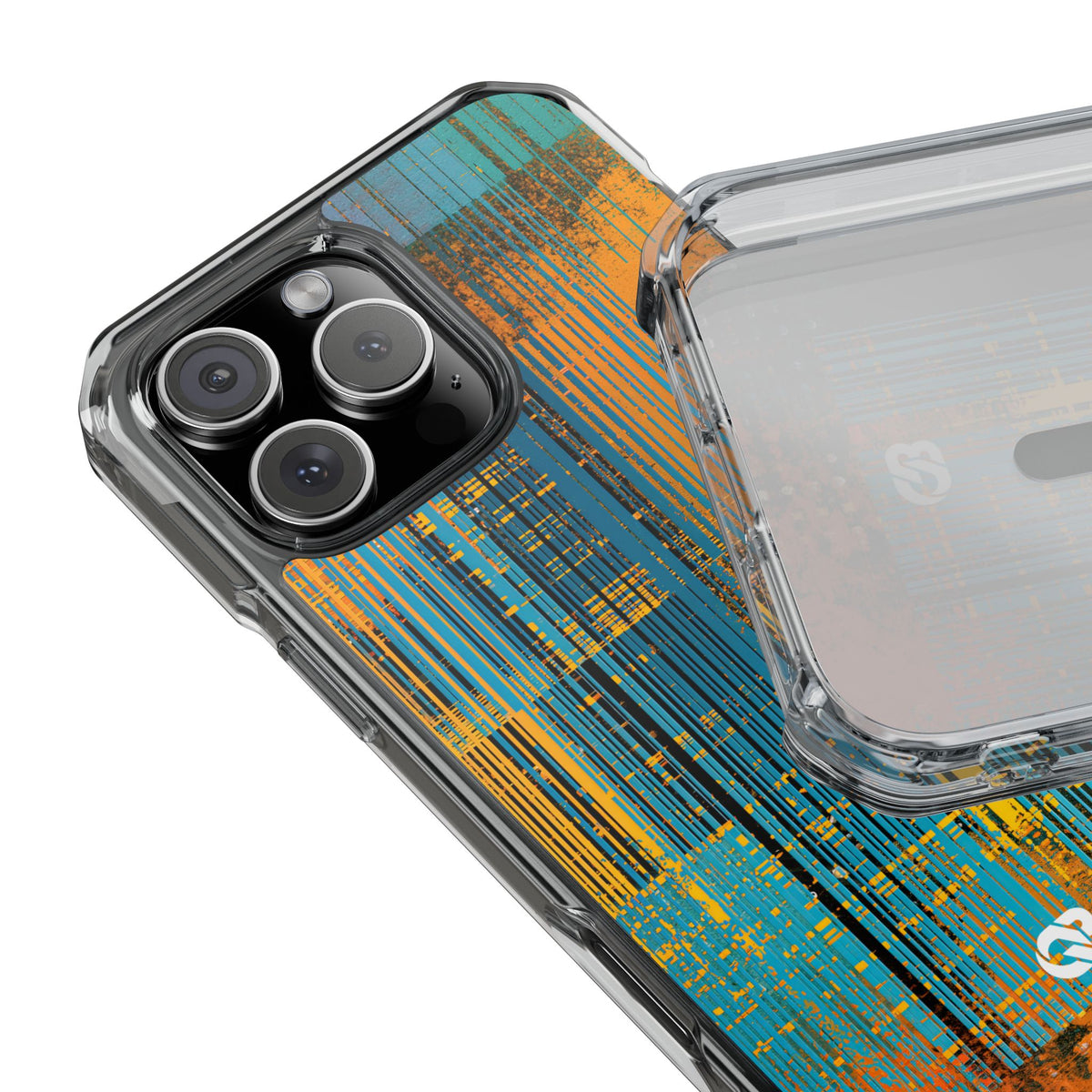 Cyber Glitch Stream · Clear Impact Magnetic Phone Case for iPhone · Teal