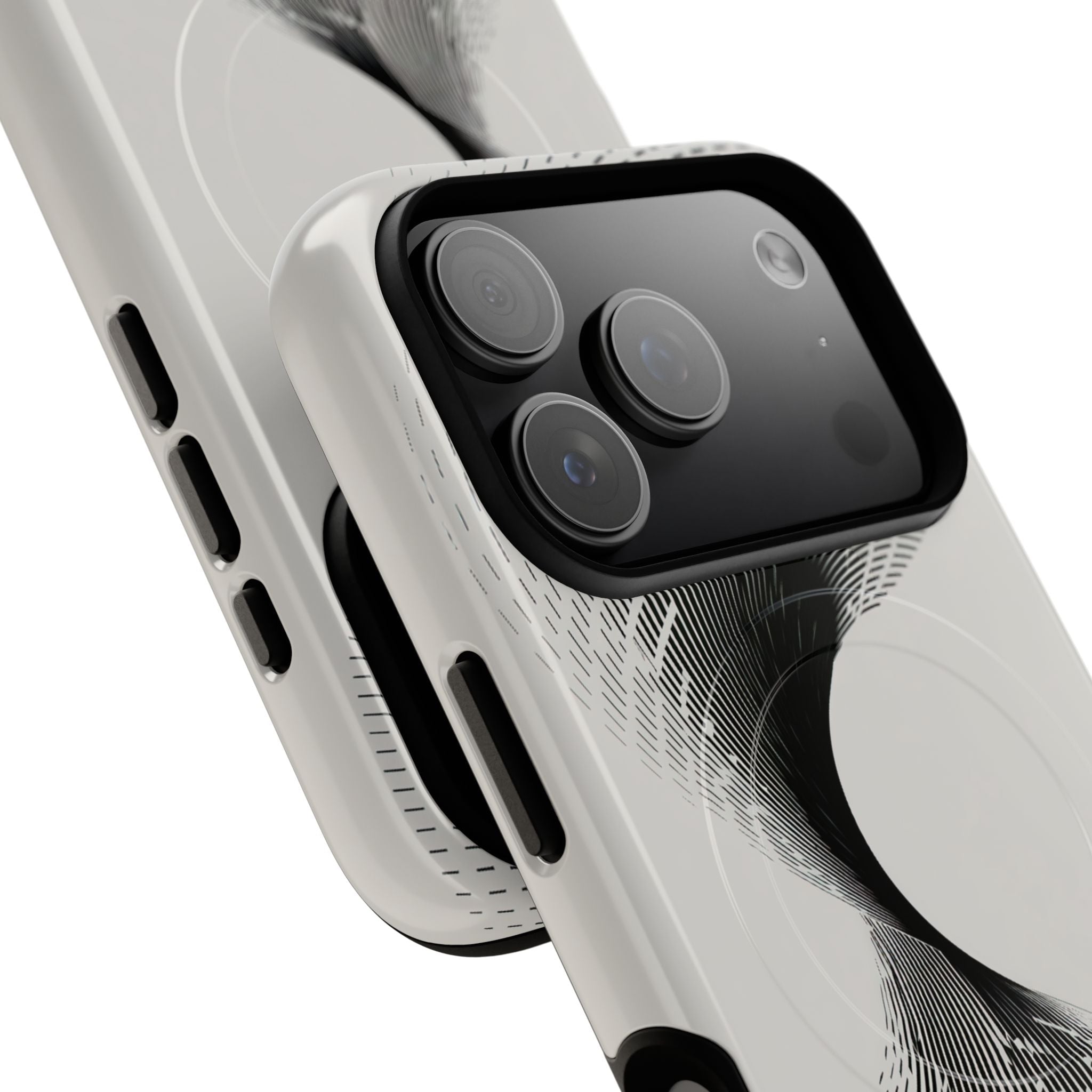 White Tough 2.0 Magsafe Phone Case for iPhone - Linear Torsion Grid