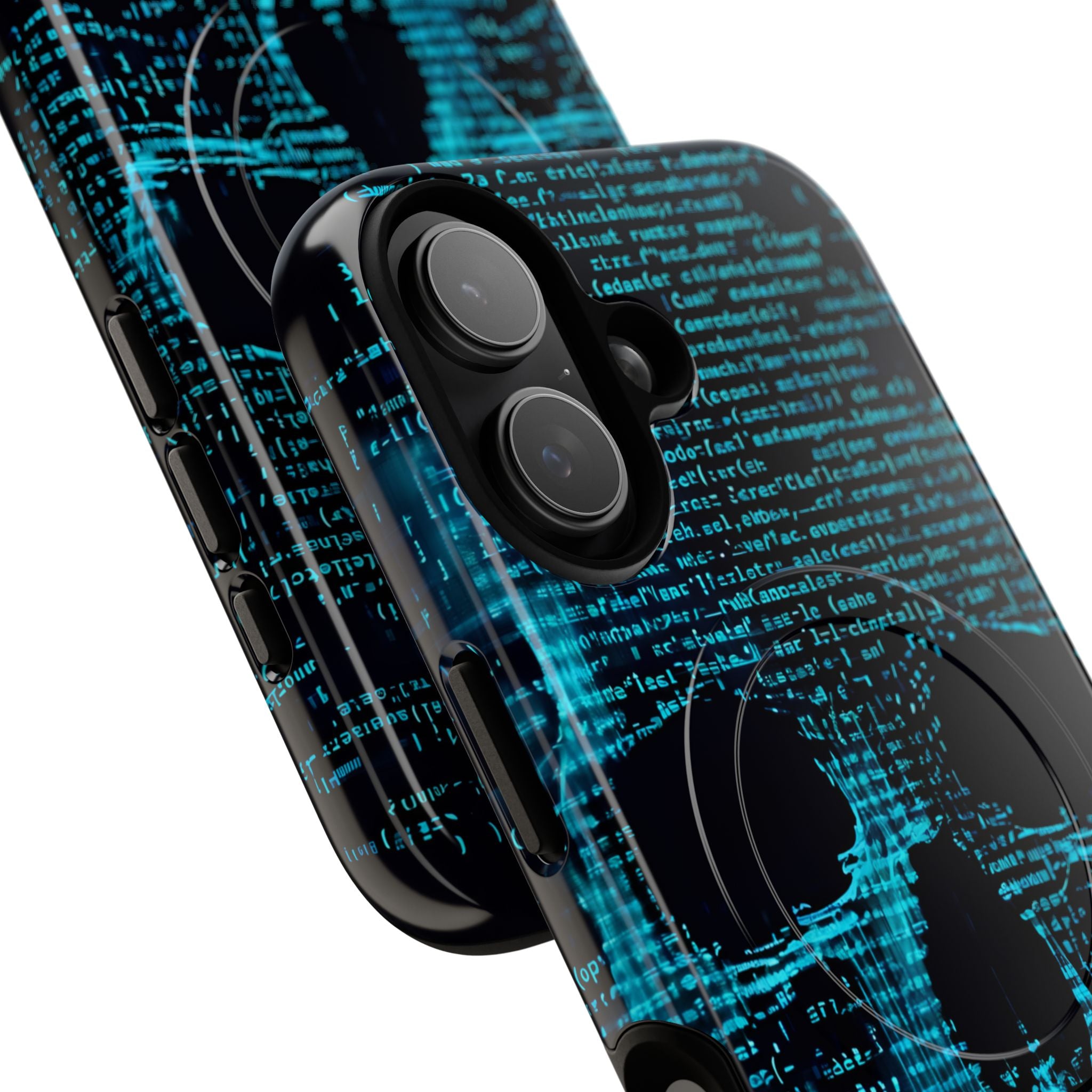 Cyan Glitch Skull · Tough+ Magsafe