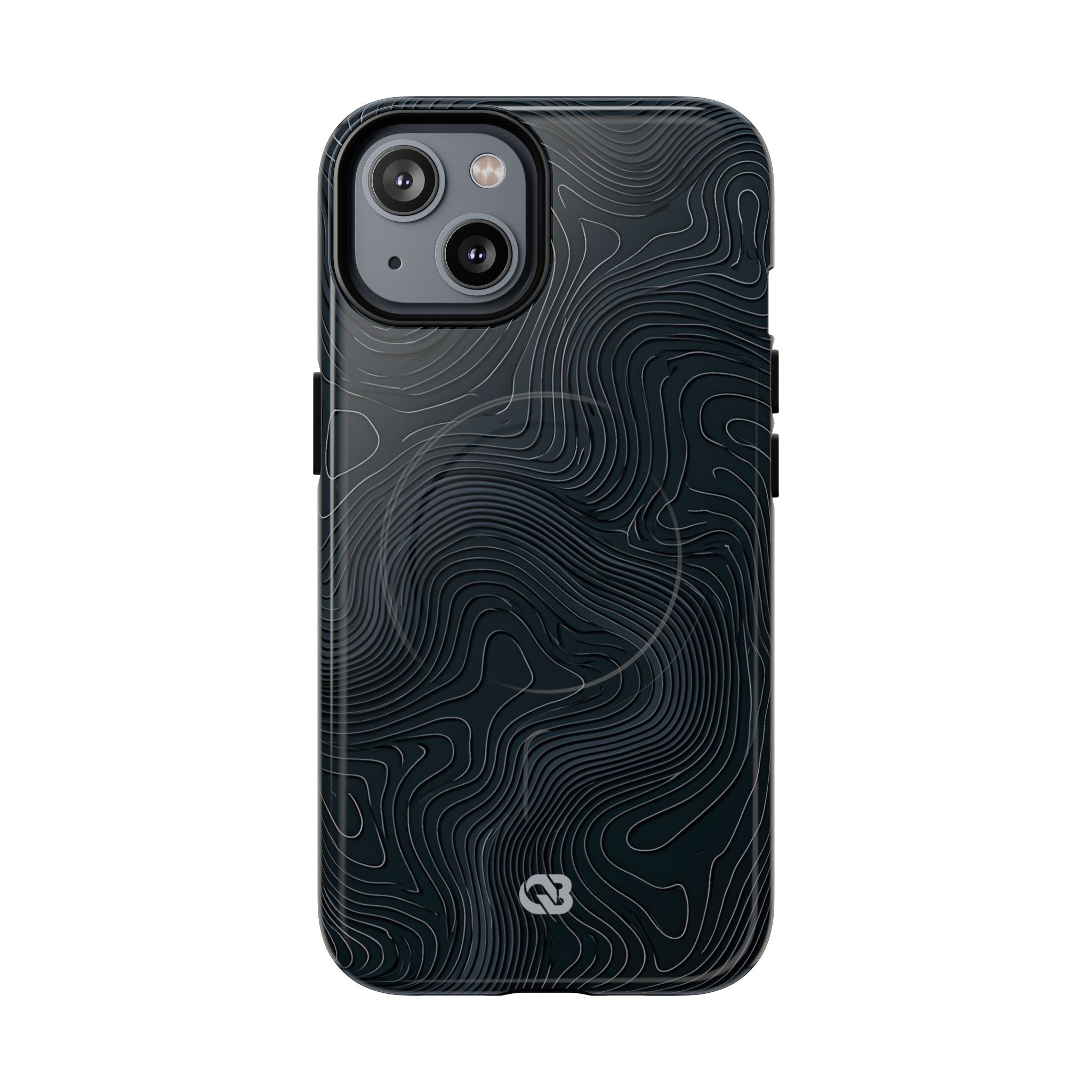Black Tough 2.0 Magsafe Phone Case for iPhone - Obsidian Ridge Topo