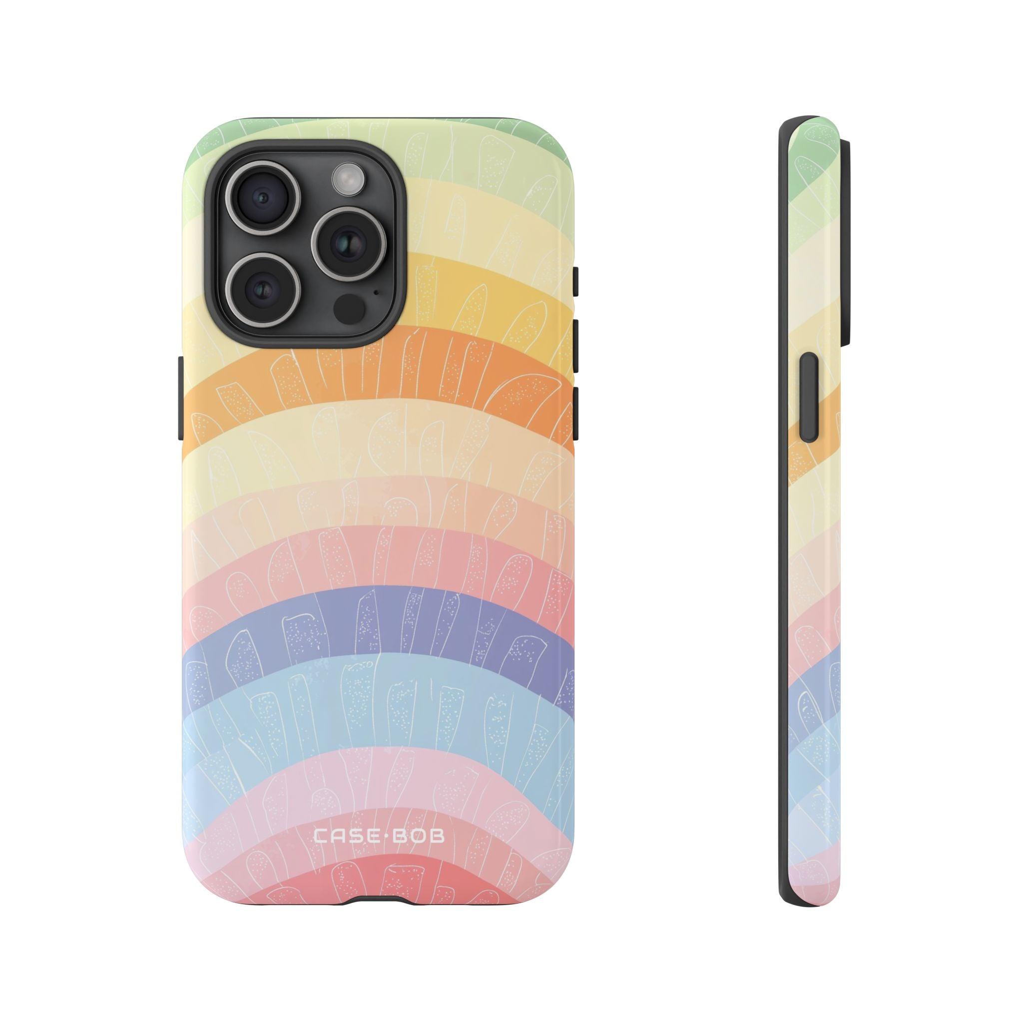 Pastel Rainbow Bands iPhone 15 Pro Max Case - Tough