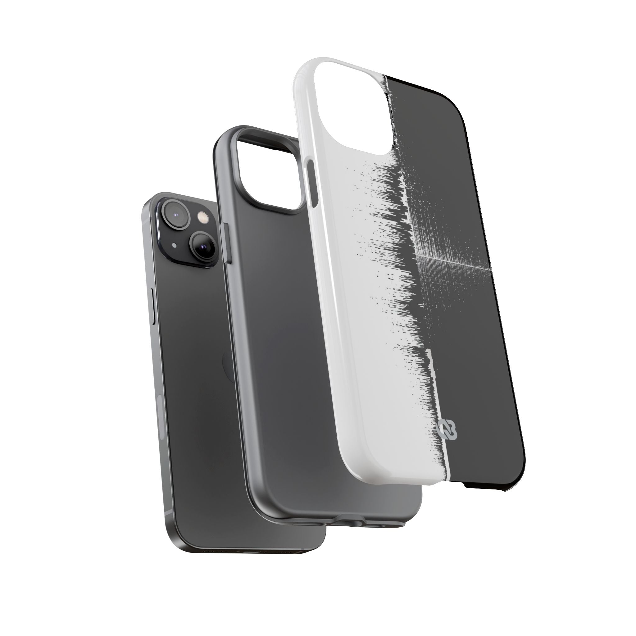 Black Tough Phone Case for iPhone - Static Signal Split
