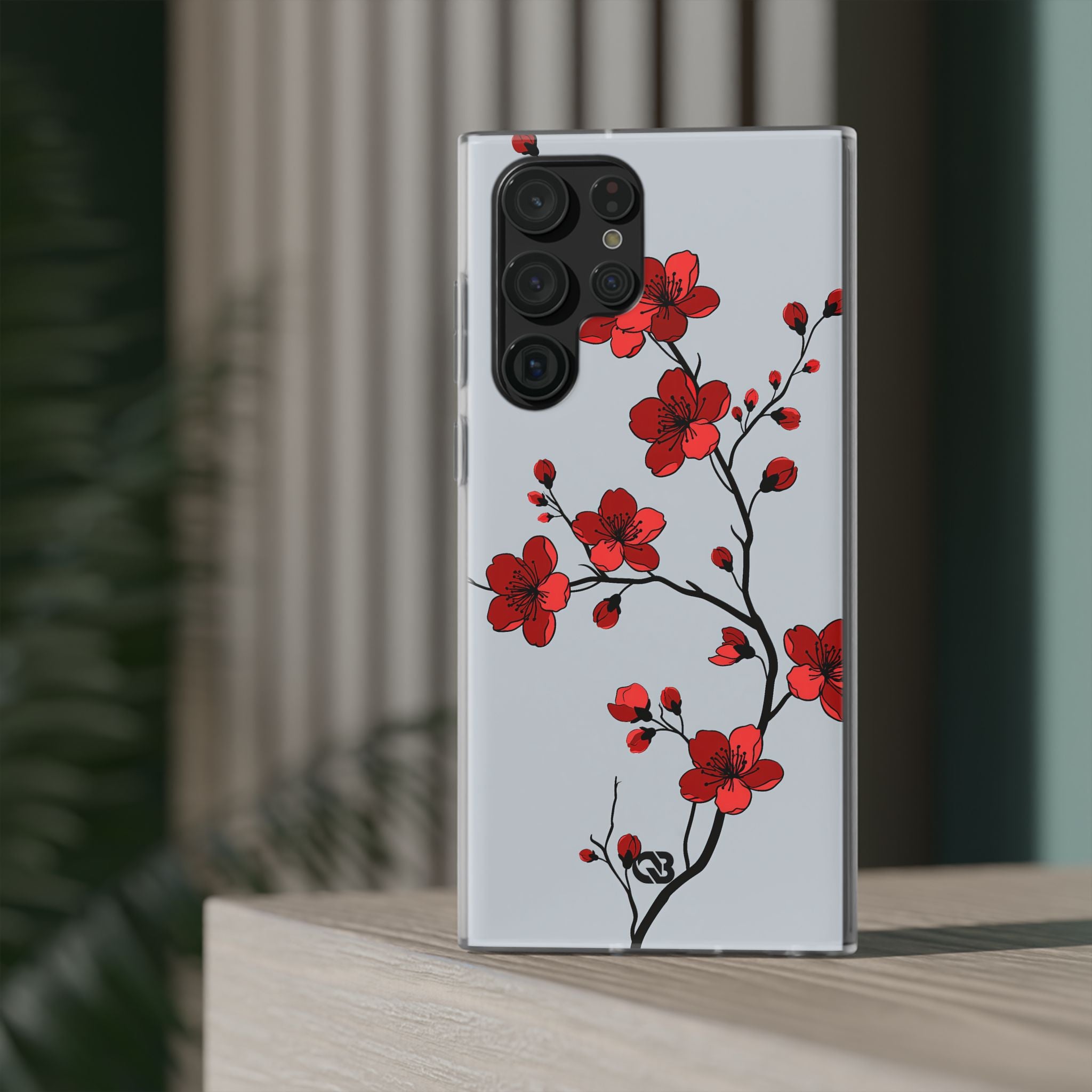 Grey Lite Phone Case for Samsung - Crimson Blossom Onyx