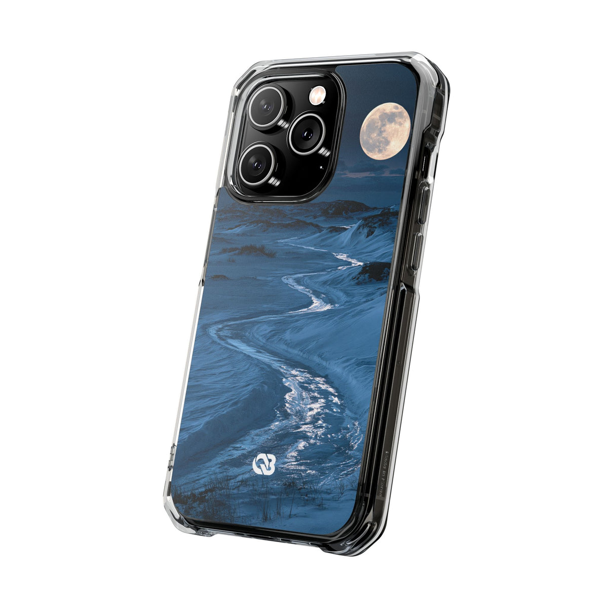 Arctic Moon Drift · Clear Impact Magnetic Phone Case for iPhone · Blue