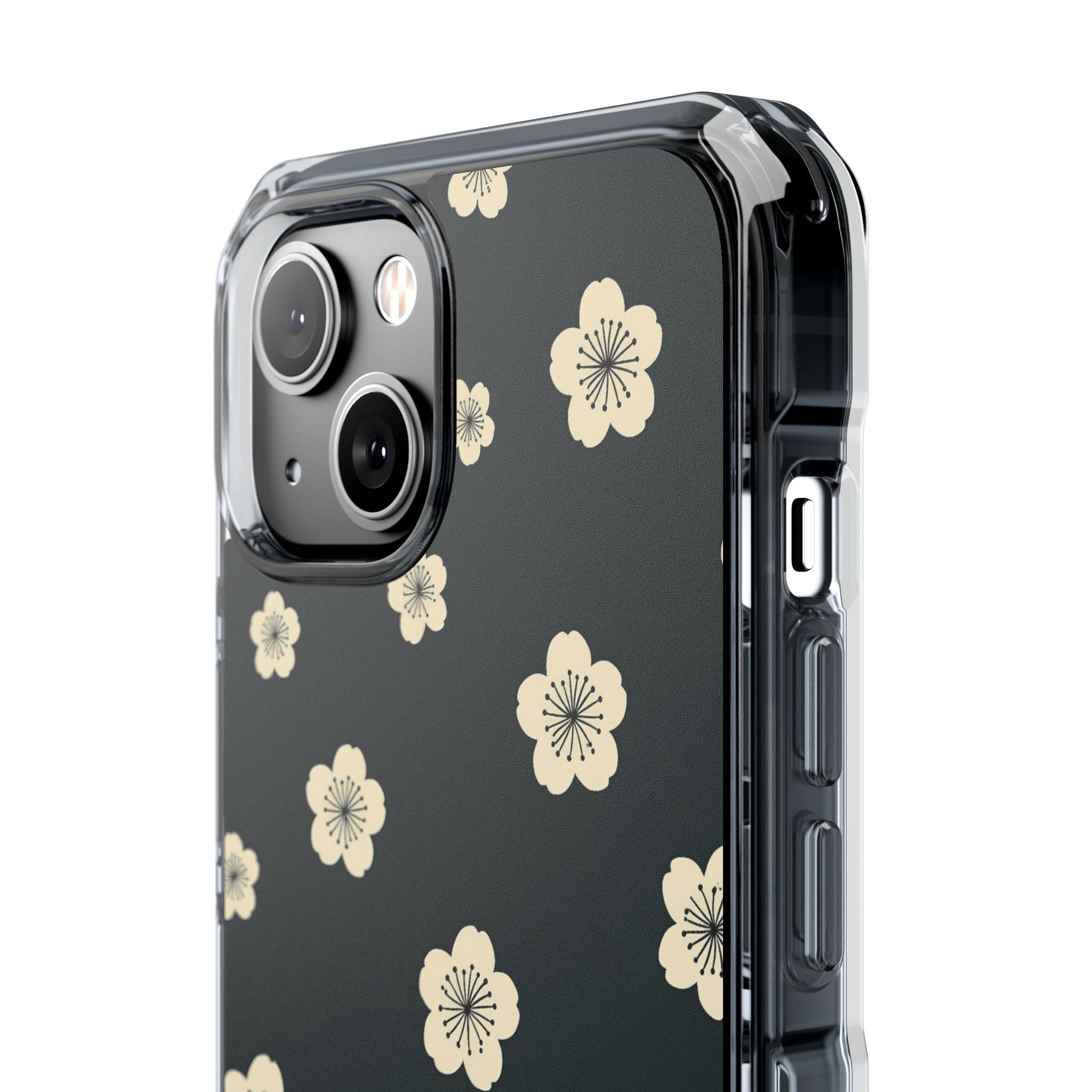 Teal Impact MagSafe Phone Case for iPhone - Obsidian Cream Petals