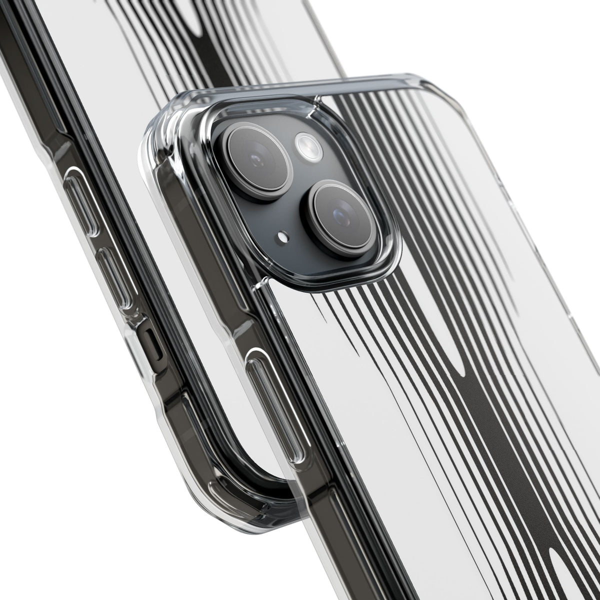 White Impact MagSafe Phone Case for iPhone - Kinetic Mono Distortion