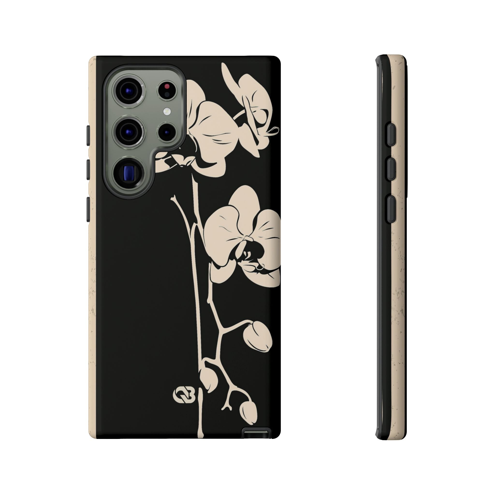 Black Tough Phone Case for Samsung - Obsidian Bone Orchid
