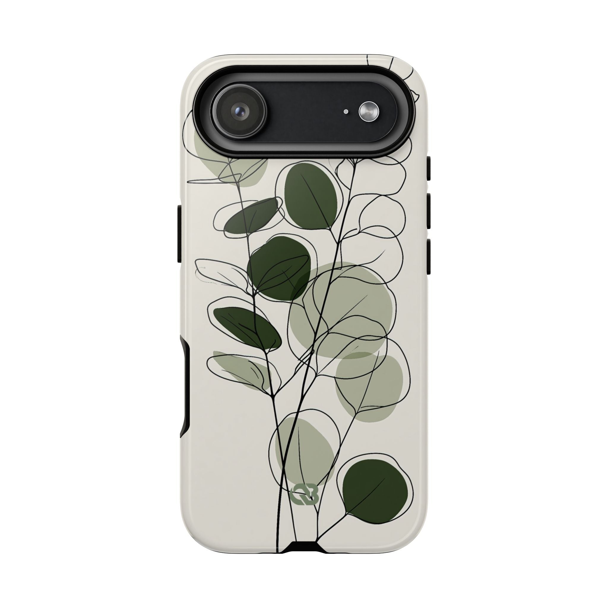 Green Tough Phone Case for iPhone - Muted Eucalyptus Sketch