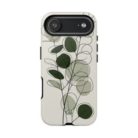 Green Tough Phone Case for iPhone - Muted Eucalyptus Sketch
