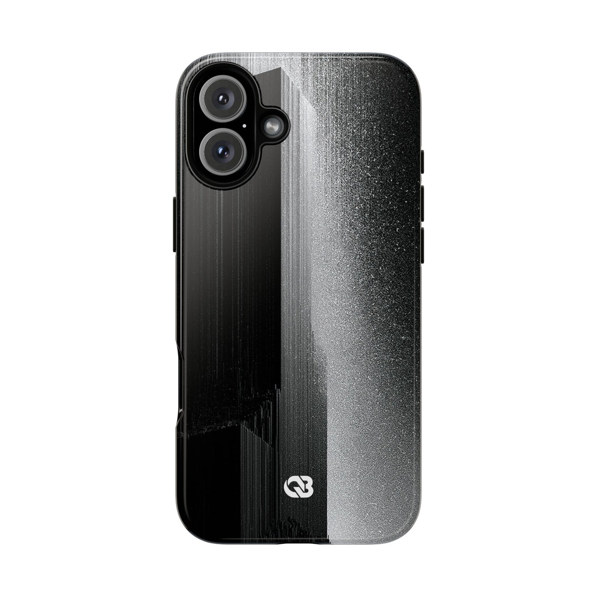 Black Tough Phone Case for iPhone - Brutalist Pixel Monolith