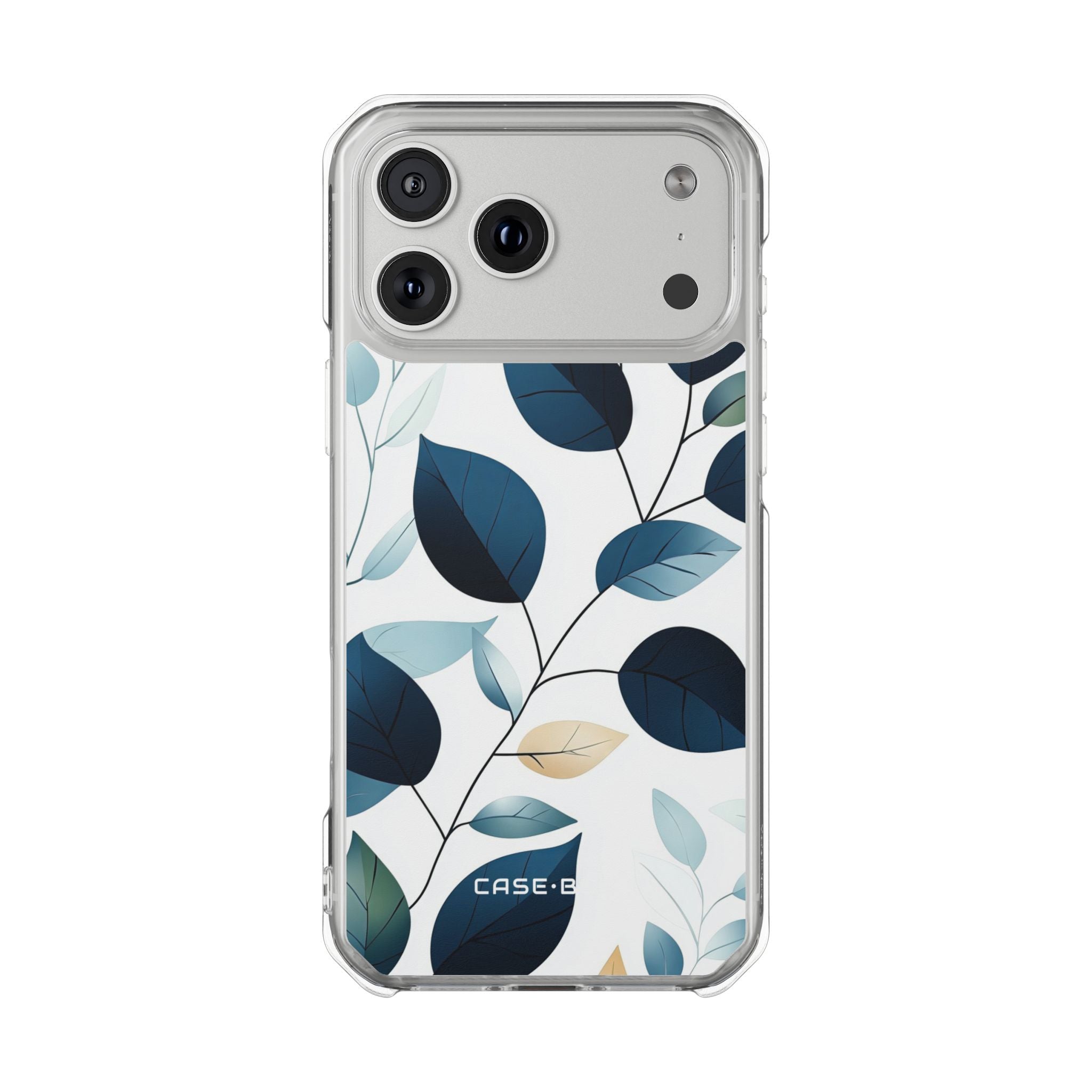 Navy Veined Leaves iPhone 17 Pro Max Case - Impact