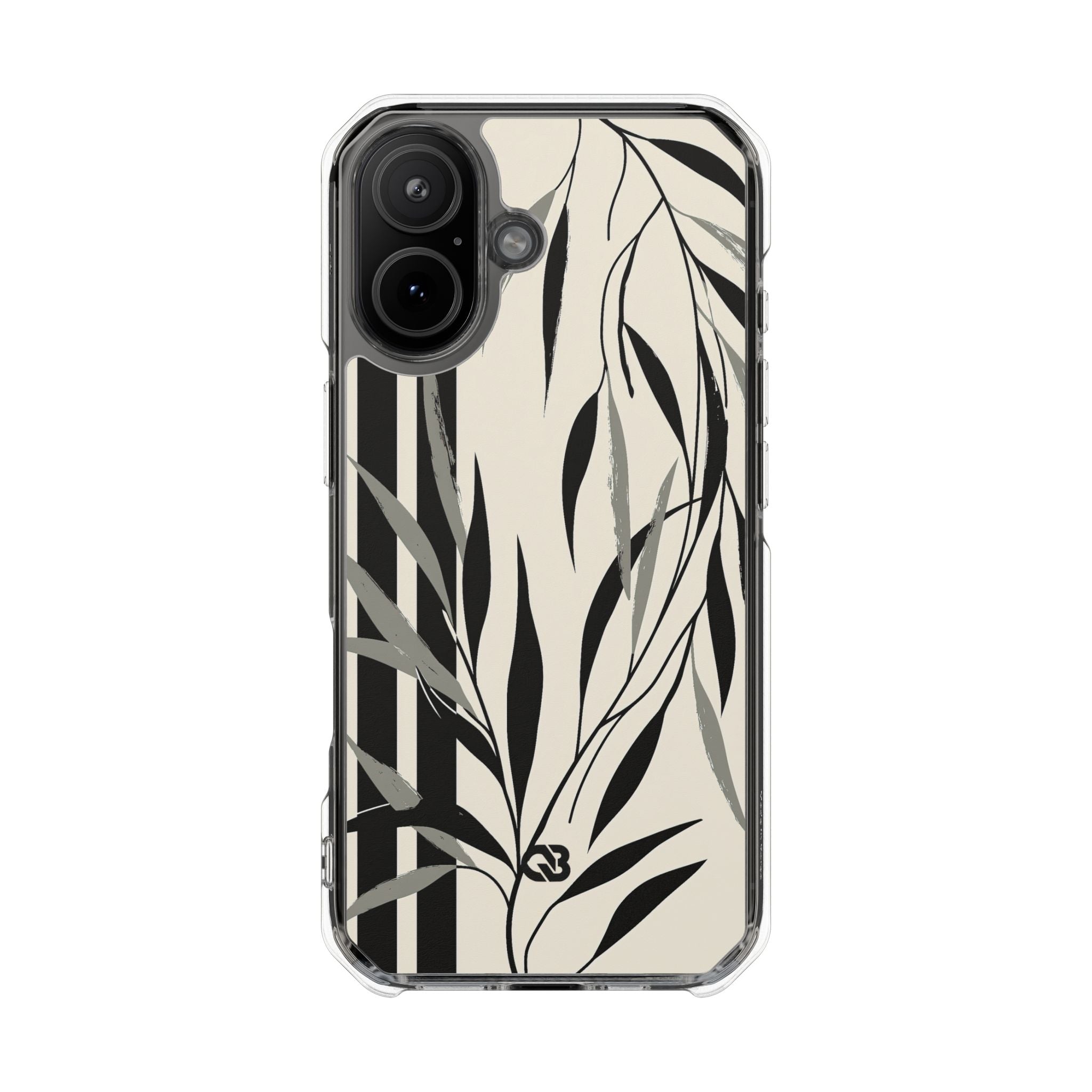Beige Impact MagSafe Phone Case for iPhone - Soot Leaf Sketch