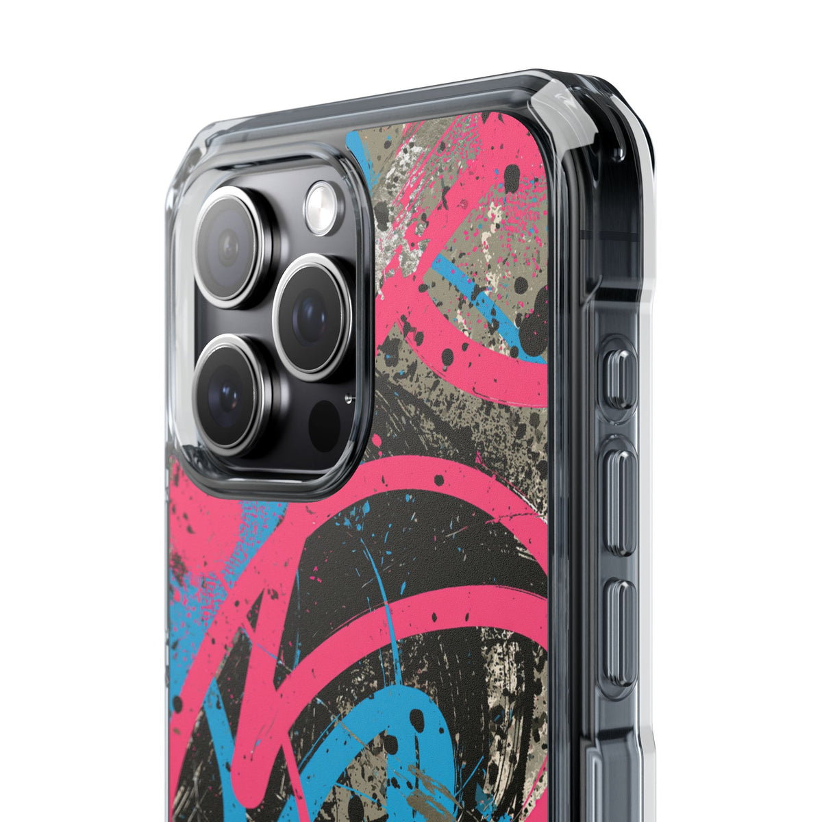 Cyber Splatter Flow · Clear Impact Magnetic Phone Case for iPhone · Pink