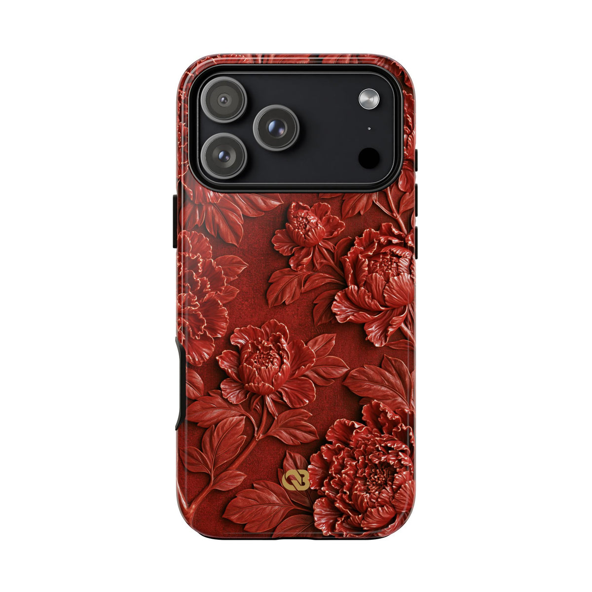 Cinnabar Peony Relief · Tough Phone Case for iPhone · Red