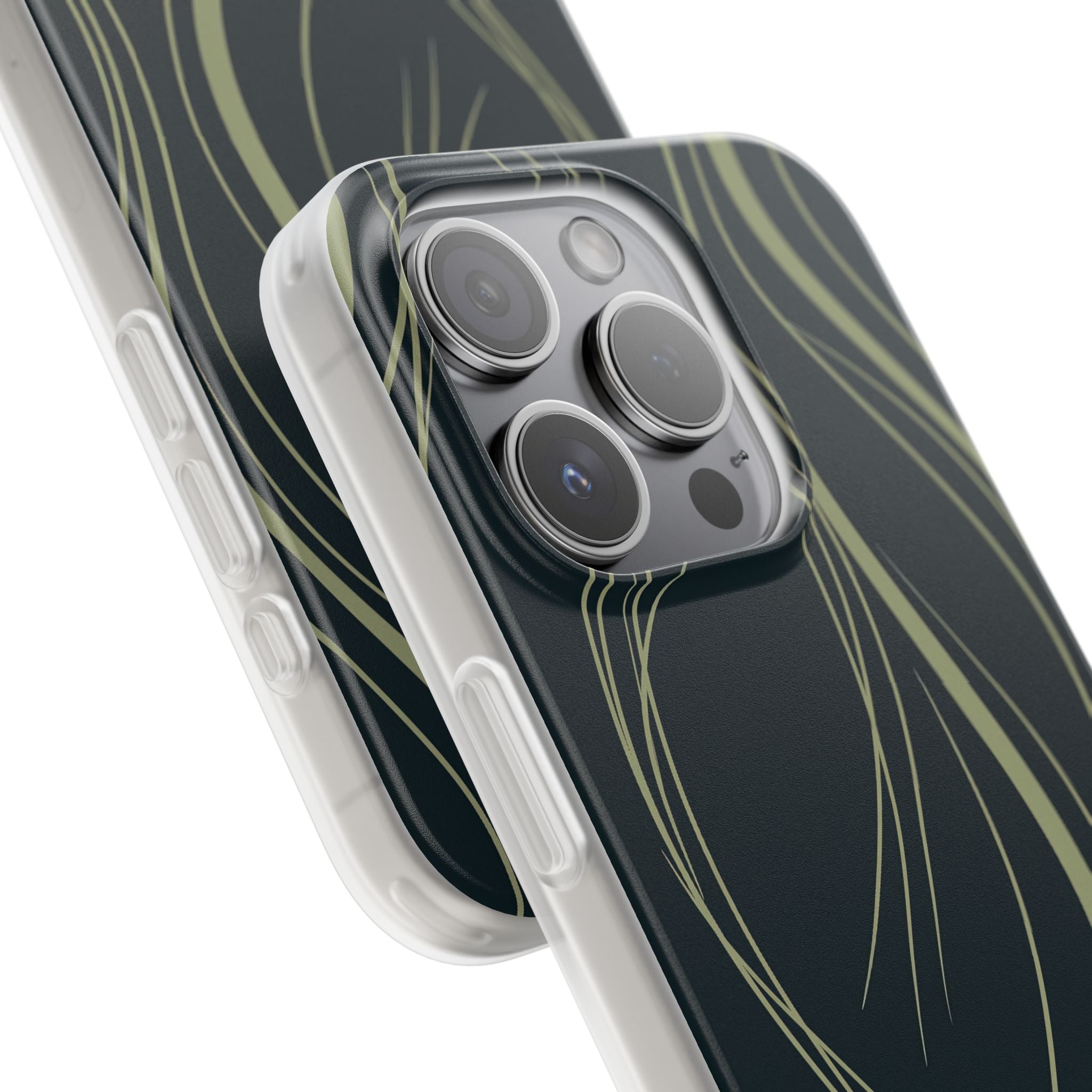Green Lite Phone Case for iPhone - Obsidian Sage Flow