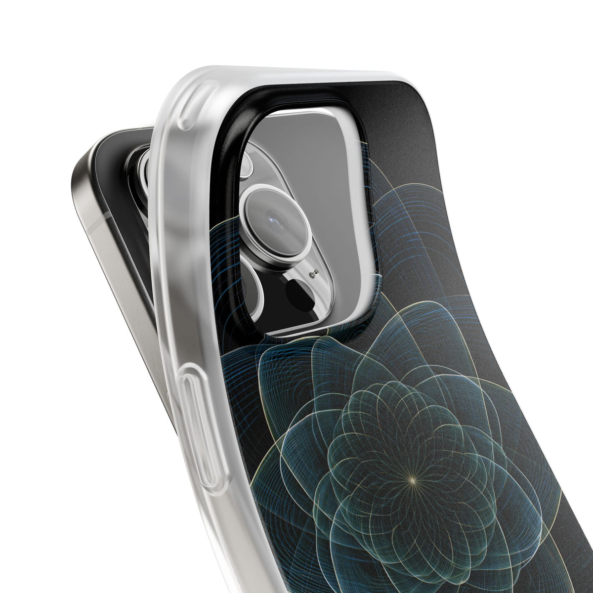 Blue Lite Phone Case for iPhone - Celestial Wireframe Bloom