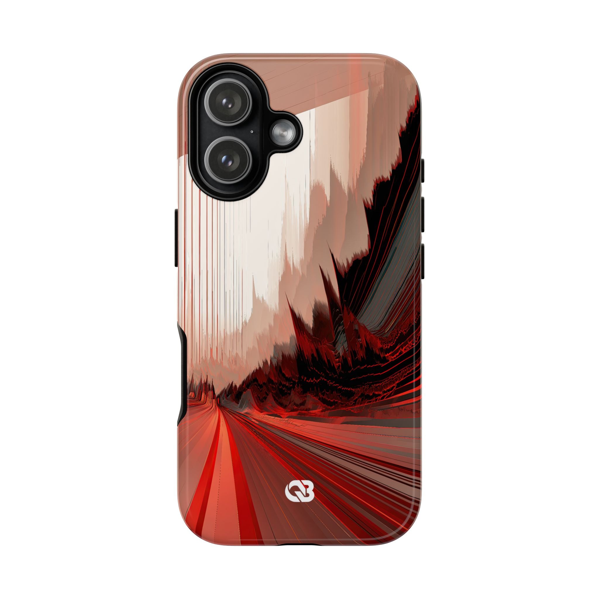 Red Tough Phone Case for iPhone - Crimson Pulse Horizon