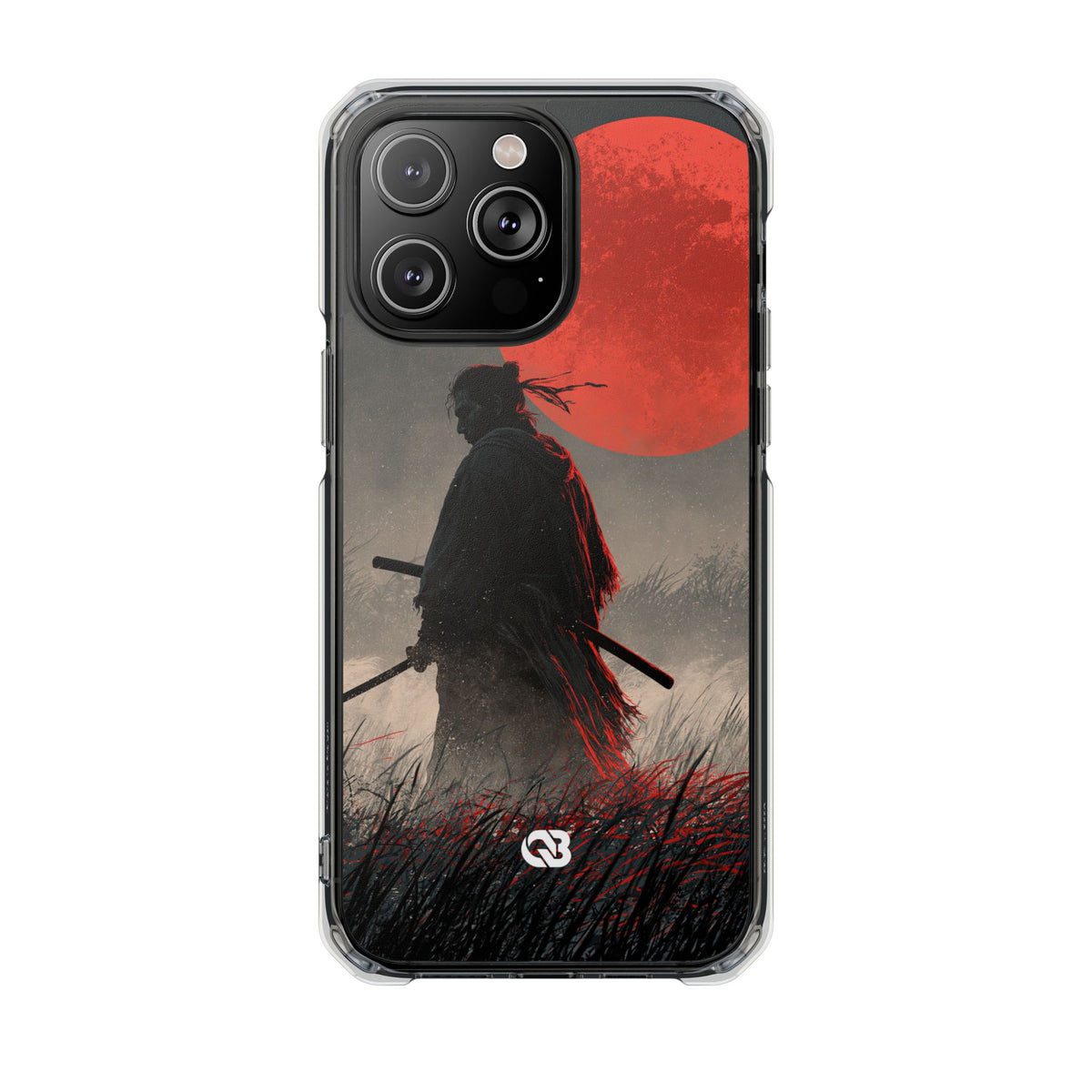 Crimson Moon Ronin · Clear Impact Magnetic Phone Case for iPhone · Black