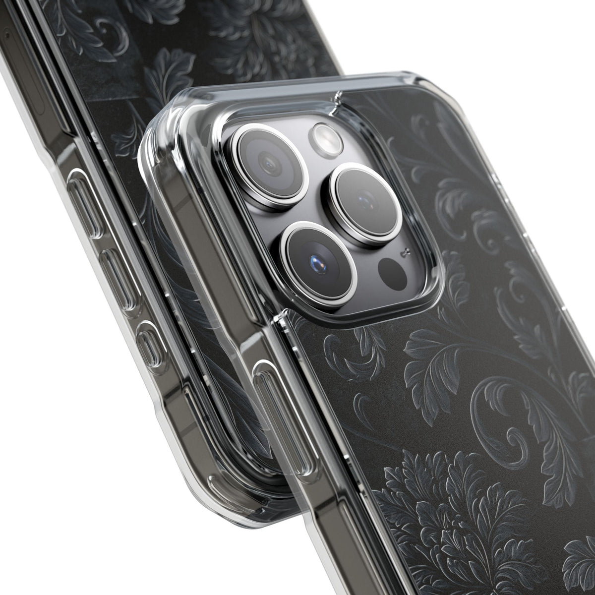 Obsidian Damask · Clear Impact Magnetic Phone Case for iPhone · Black