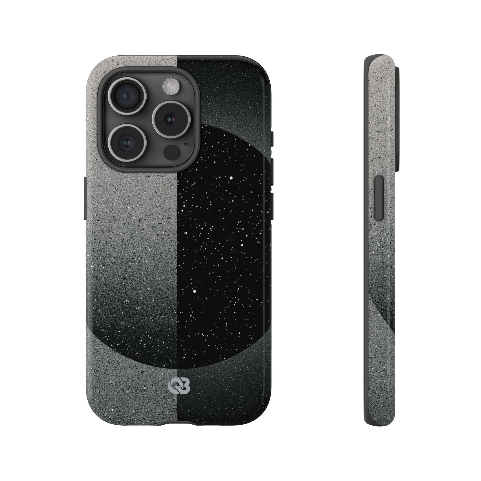 Black Tough Phone Case for iPhone - Lunar Static Orbit