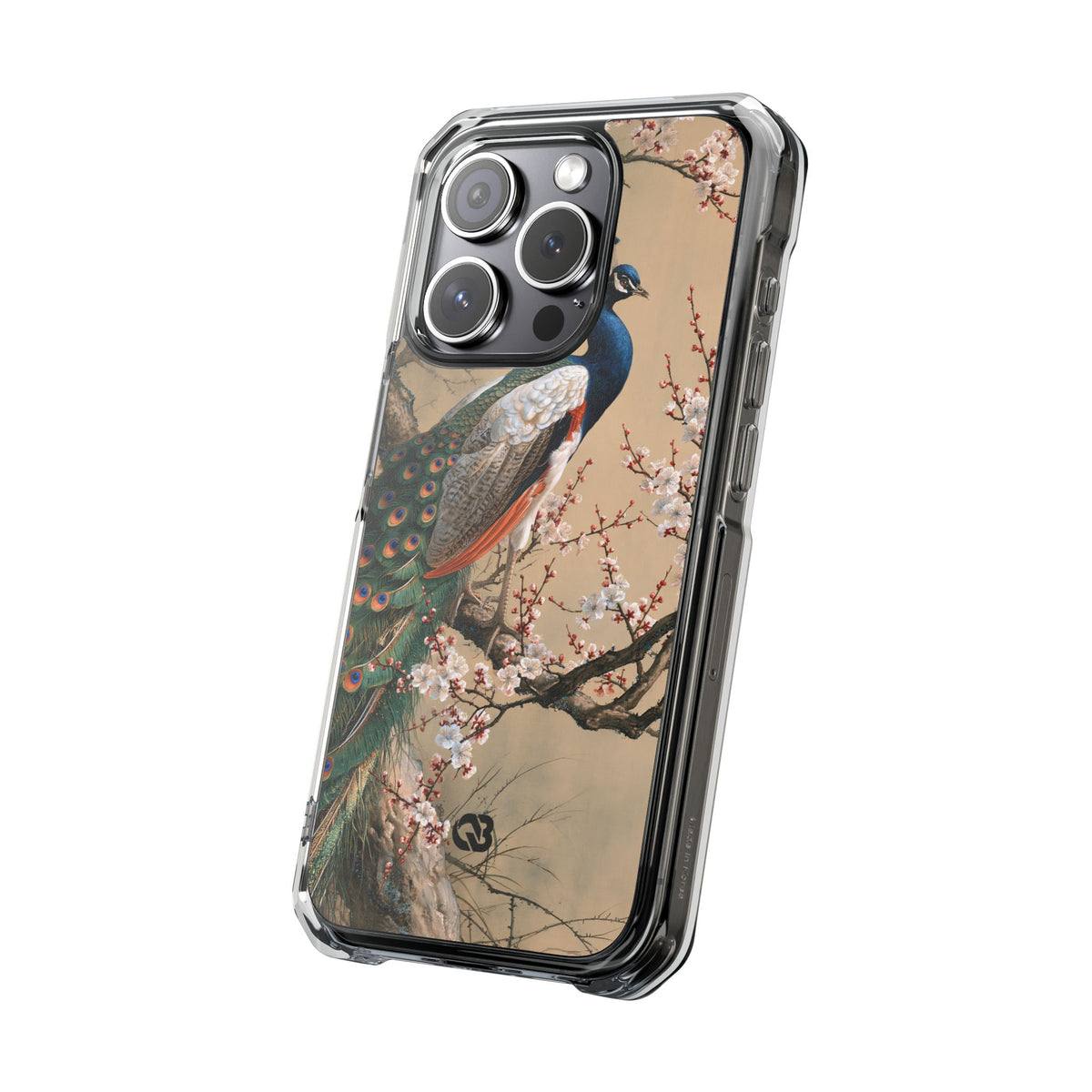 Imperial Peacock Blossom · Clear Impact Magnetic Phone Case for iPhone · Beige